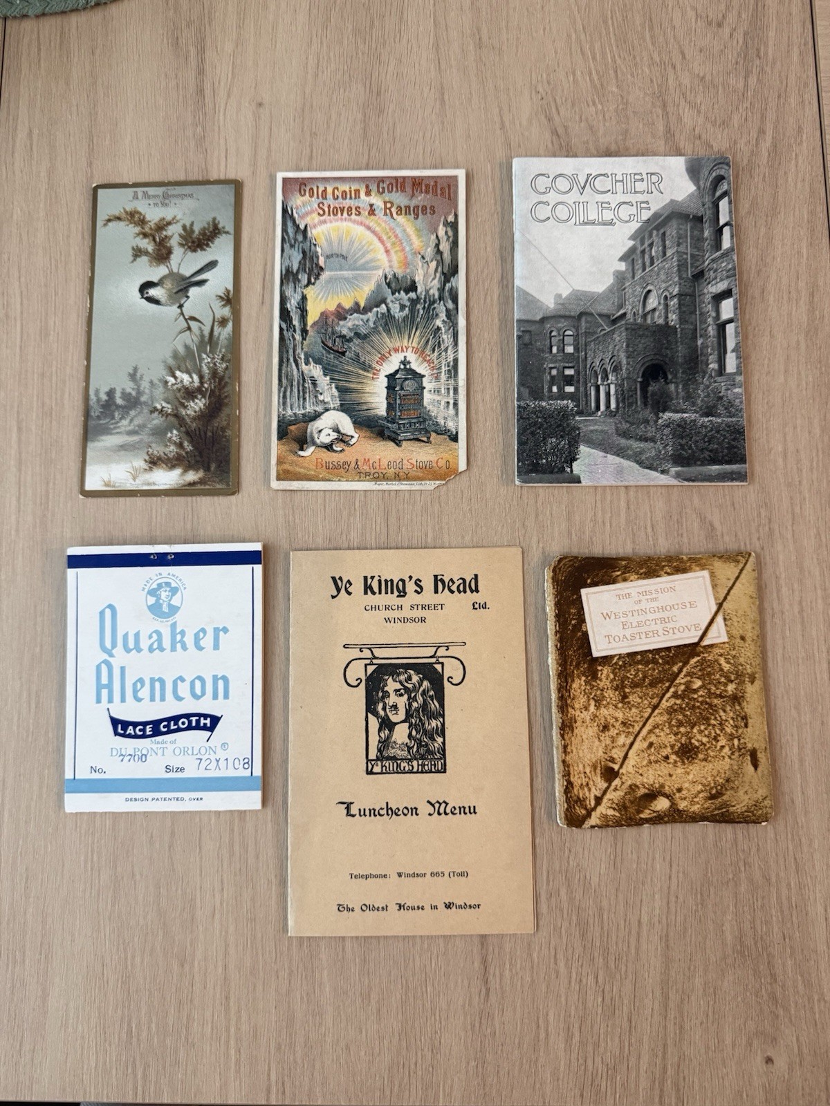 Lot of 6 Vintage Antique Paper Ephemera Victorian Trade Cards Menus Brochures