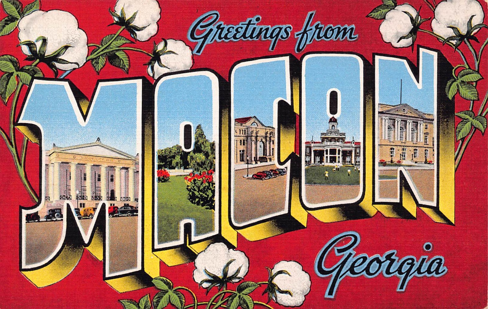 Macon Georgia GA Greetings From Large Letter 19925 Linen Postcard Macon Georgia GA Greetings From Large Letter 19925 Linen Postcard