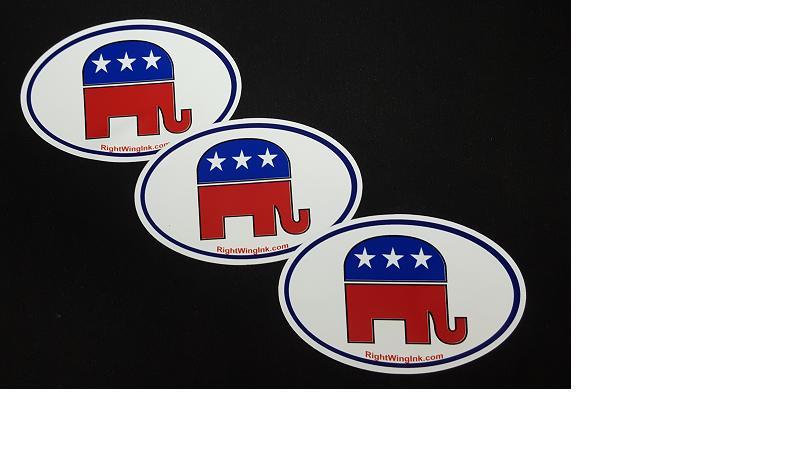 Republican Elephant Oval Stickers 3 PACK Conservative Decals 627 Republican Elephant Oval Stickers 3 PACK Conservative Decals 627