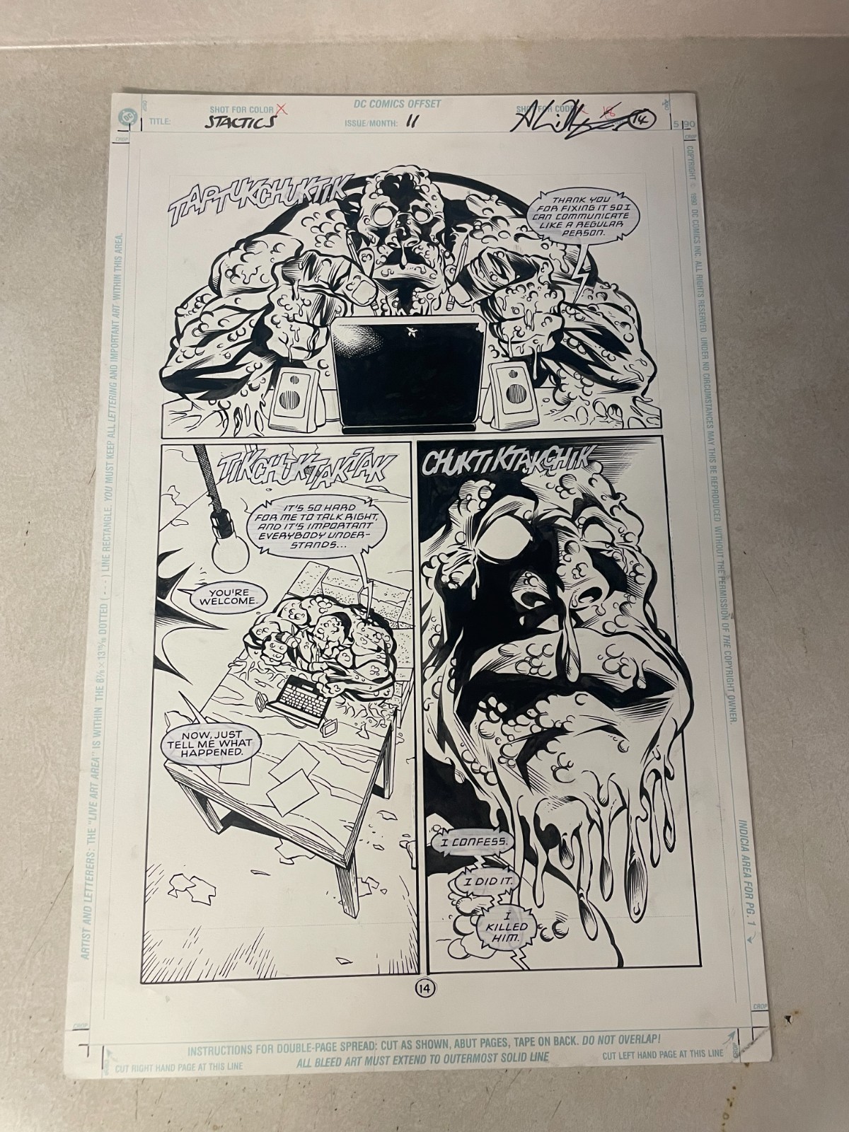 SCARE TACTICS #11 original comic art 1998 GROSSOUT CONFESS KILL SLITHER BATMAN