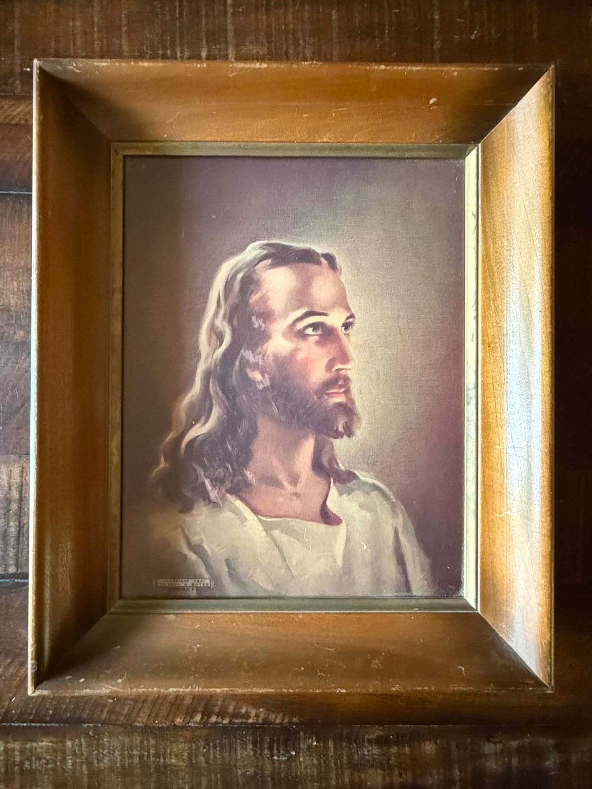VTG 1941 Warner Sallman Head of Christ Jesus Lithograph 11x14 Original Frame VTG 1941 Warner Sallman Head of Christ Jesus Lithograph 11x14 Original Frame