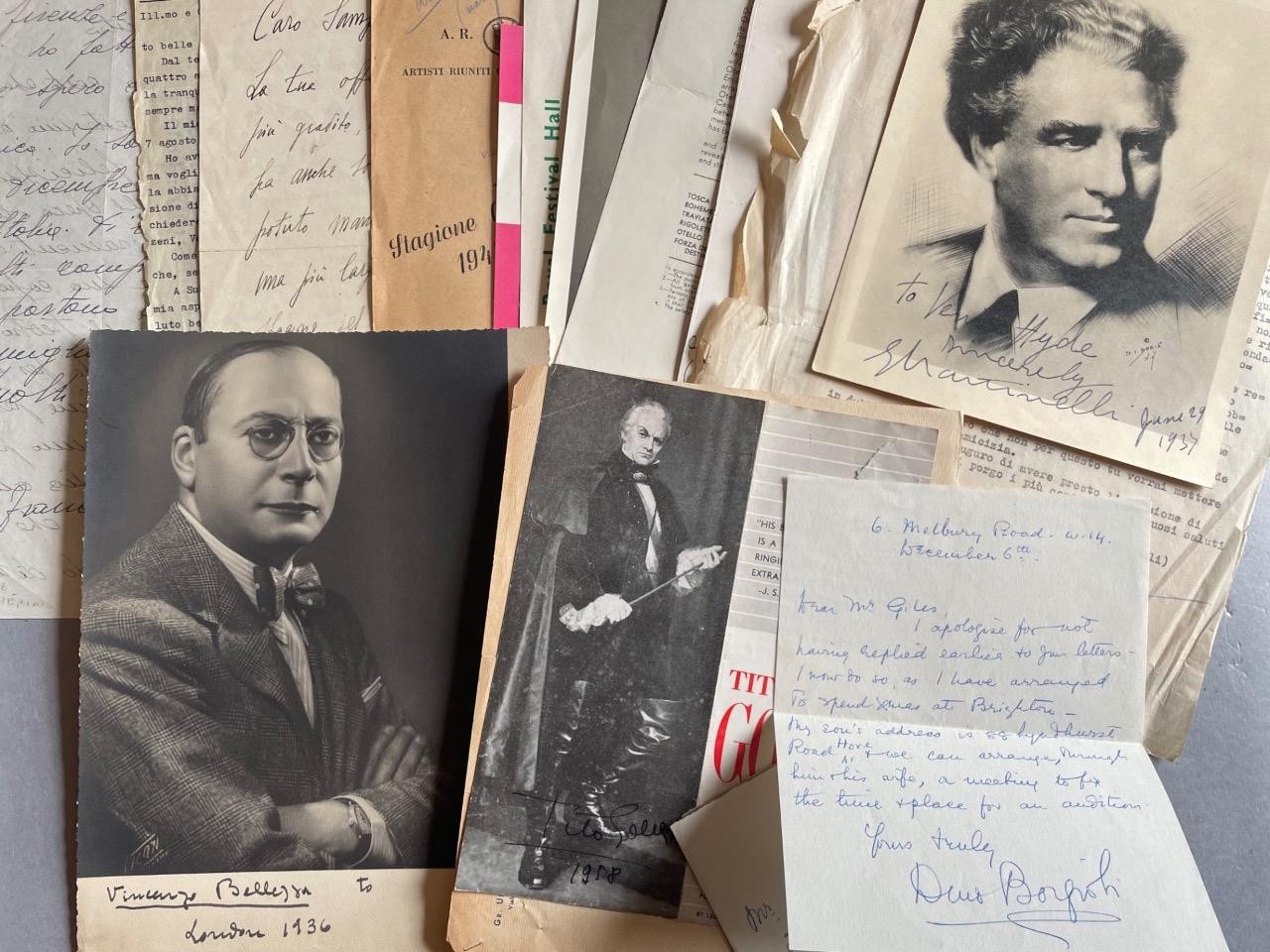 Italian Opera, circa 14 AUTOGRAPHS, letters, photographs, Flyers etc
