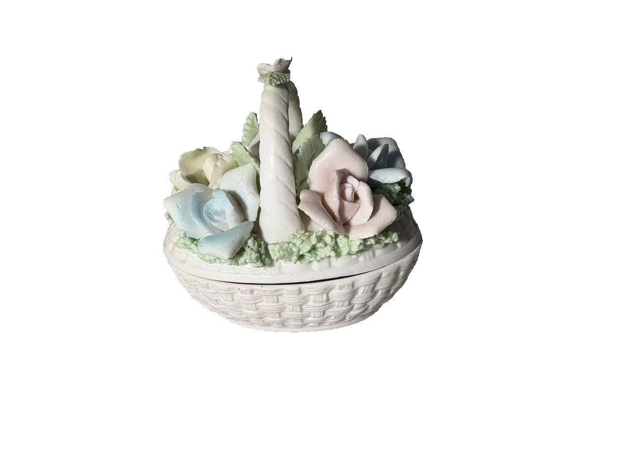 Vintage Ardalt Japan Porcelain Rose Flower Basket Trinket Box #6249 Decorative Vintage Ardalt Japan Porcelain Rose Flower Basket Trinket Box #6249 Decorative