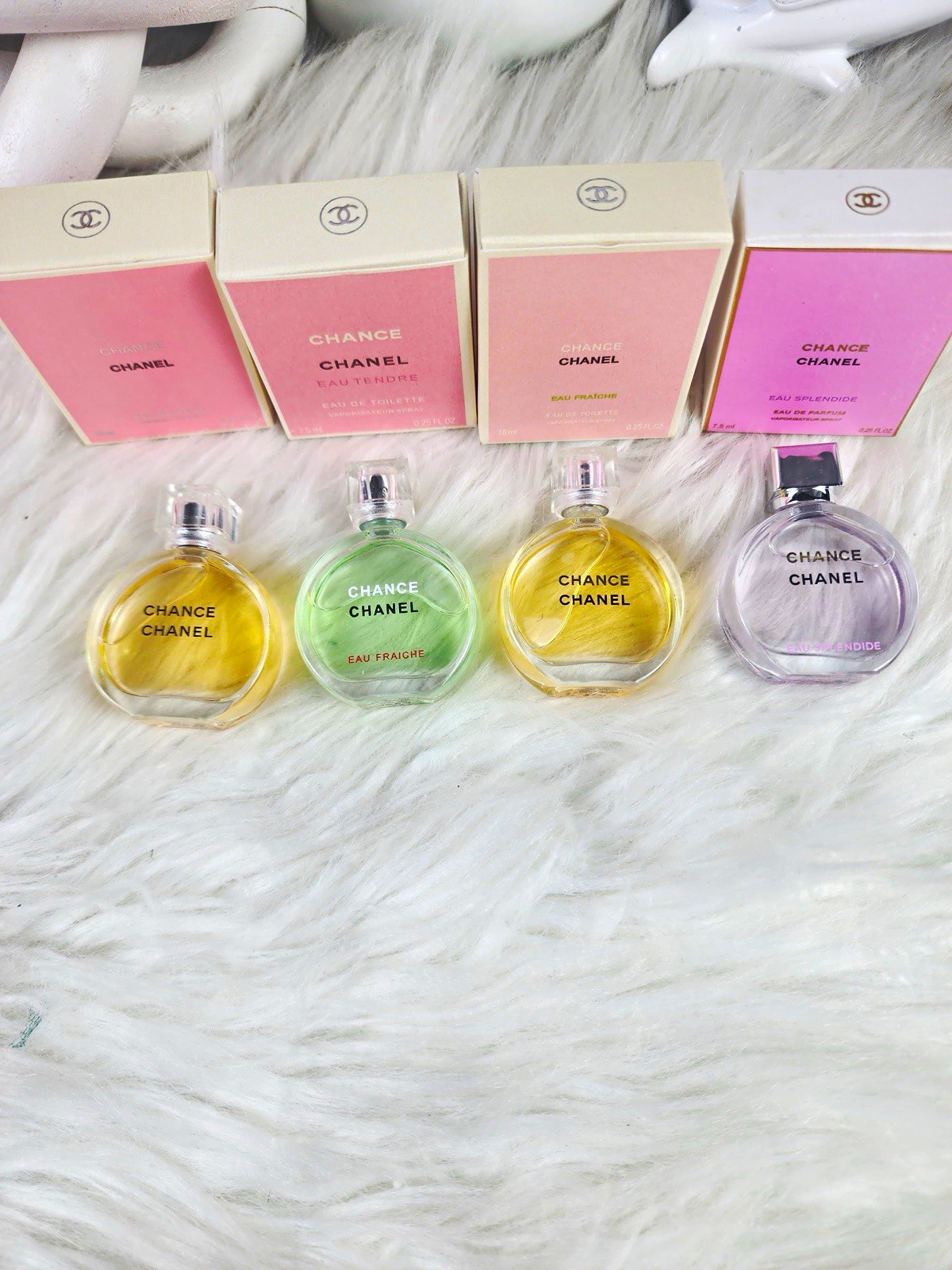 CHANEL Chance Mini Perfume Bottle Lot 4pc Eau Fraiche Tendre Vive Chance CHANEL Chance Mini Perfume Bottle Lot 4pc Eau Fraiche Tendre Vive Chance