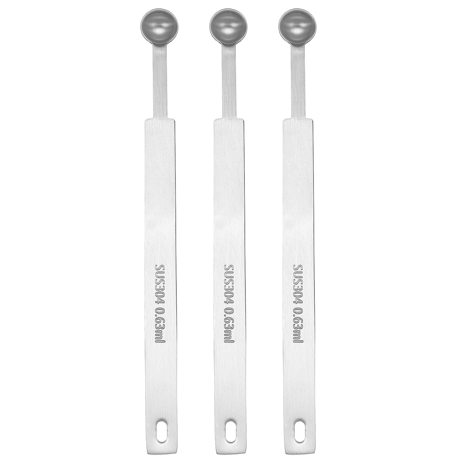 HARFINGTON 3pcs Single Measuring Spoon 1/8tsp | 0.63ml, Silver HARFINGTON 3pcs Single Measuring Spoon 1/8tsp | 0.63ml, Silver