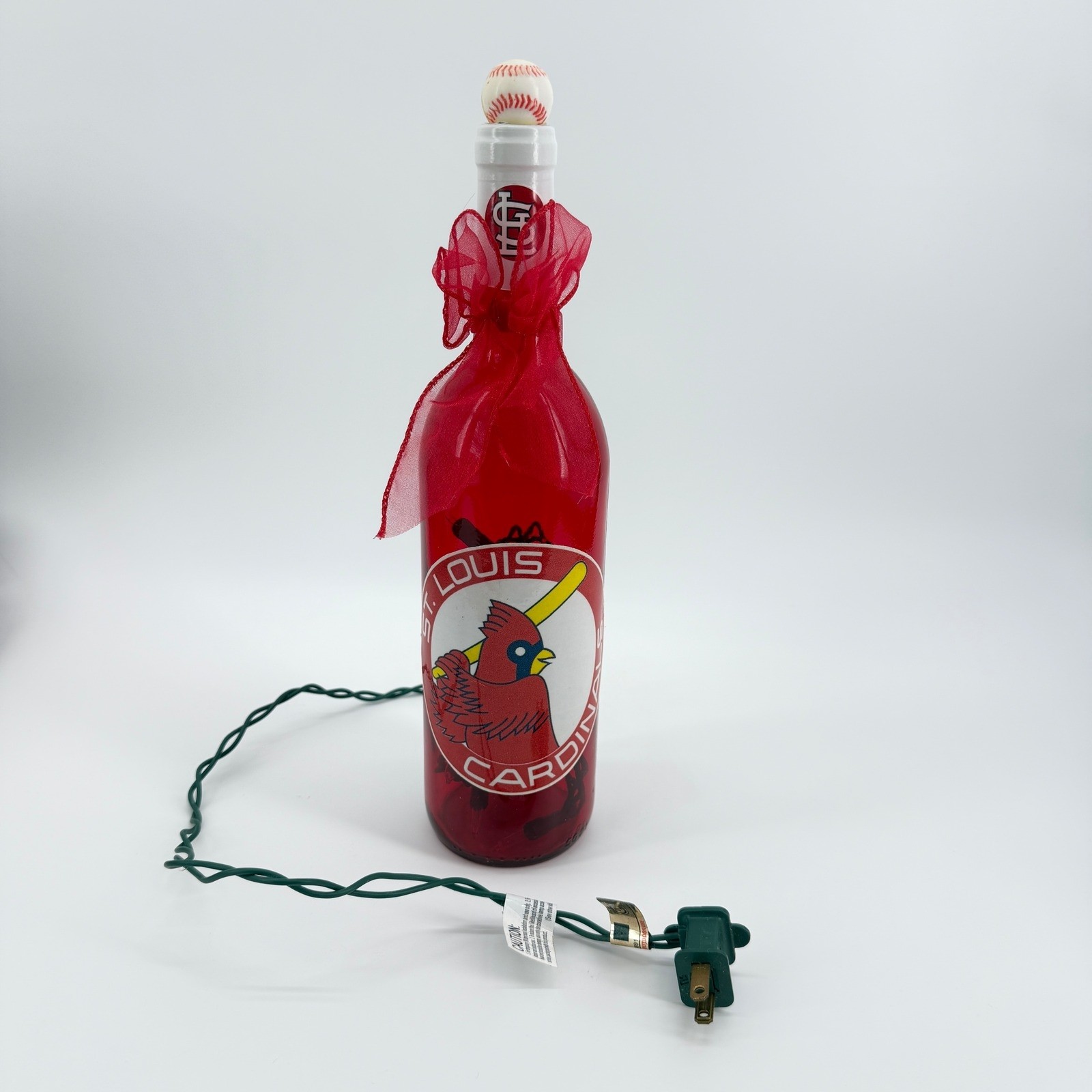 MLB St. Louis Cardinals Lighted Wine Bottle Red Handmade 12.5 MLB St. Louis Cardinals Lighted Wine Bottle Red Handmade 12.5
