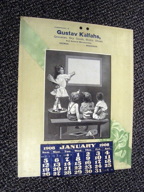 1908 Gustav Kalfahs General Store Calendar w/Pad, Neenah, Wisconsin 1908 Gustav Kalfahs General Store Calendar w/Pad, Neenah, Wisconsin
