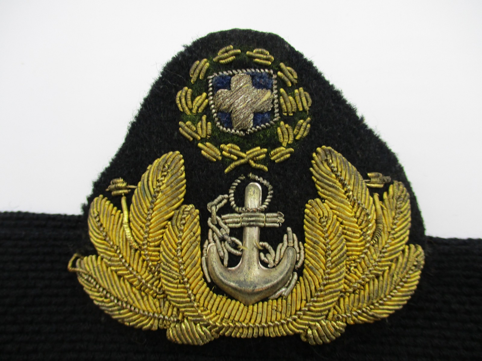 Greek Navy Officer Visor Cap Band Bullion Anchor Laurel Embroidered Badge Hat Greek Navy Officer Visor Cap Band Bullion Anchor Laurel Embroidered Badge Hat