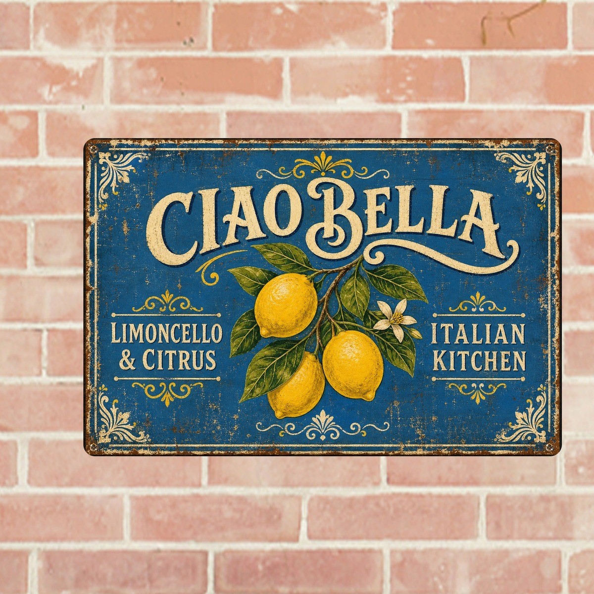 Ciao Bella Lemon Tree Mediterranean Style Metal Tin Sign Wall Decor Ciao Bella Lemon Tree Mediterranean Style Metal Tin Sign Wall Decor