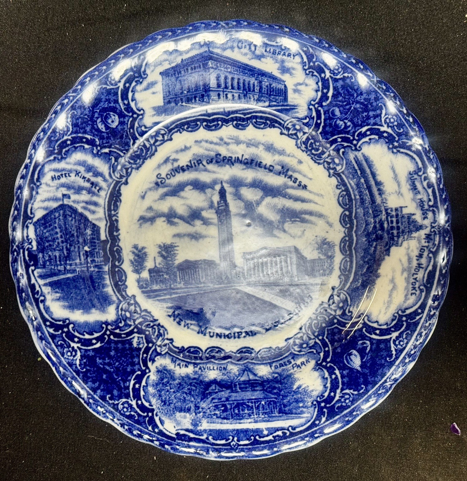 #76L Antique Springfield MA 1900s Souvenir China Points of Interests Plate #76L Antique Springfield MA 1900s Souvenir China Points of Interests Plate