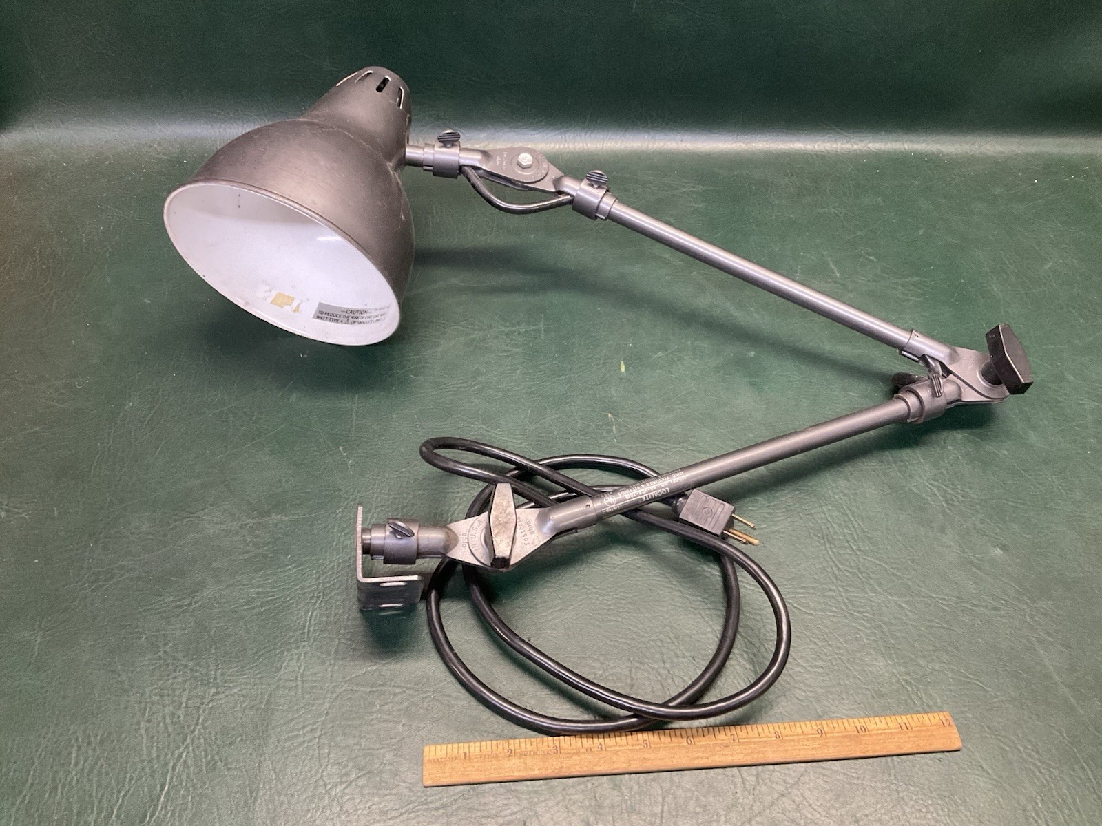 Fostoria Localite Industrial Articulating Bench Machine Desk Lamp Gray
