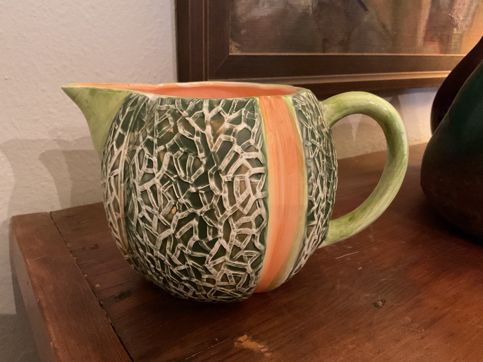 vintage Dept 56 made in Japan canteloupe pitcher 5.5” high vintage Dept 56 made in Japan canteloupe pitcher 5.5” high