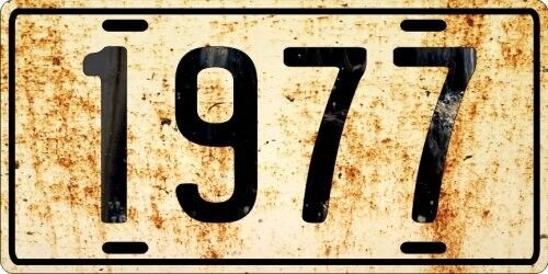 Dodge, Ford or Chevrolet antique vehicle 1977 Weathered License plate