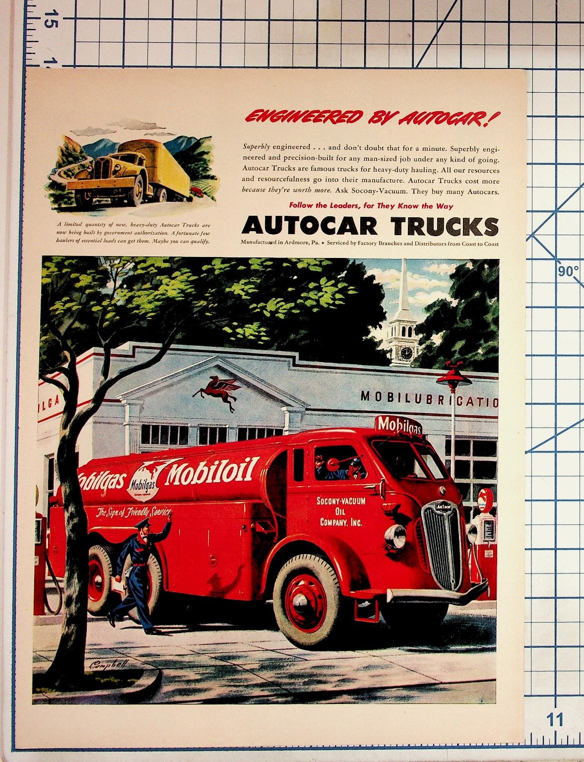 Vintage 1940s Autocar Trucks Mobilgas Tanker Ad Ardmore PA Ephemera Vintage 1940s Autocar Trucks Mobilgas Tanker Ad Ardmore PA Ephemera