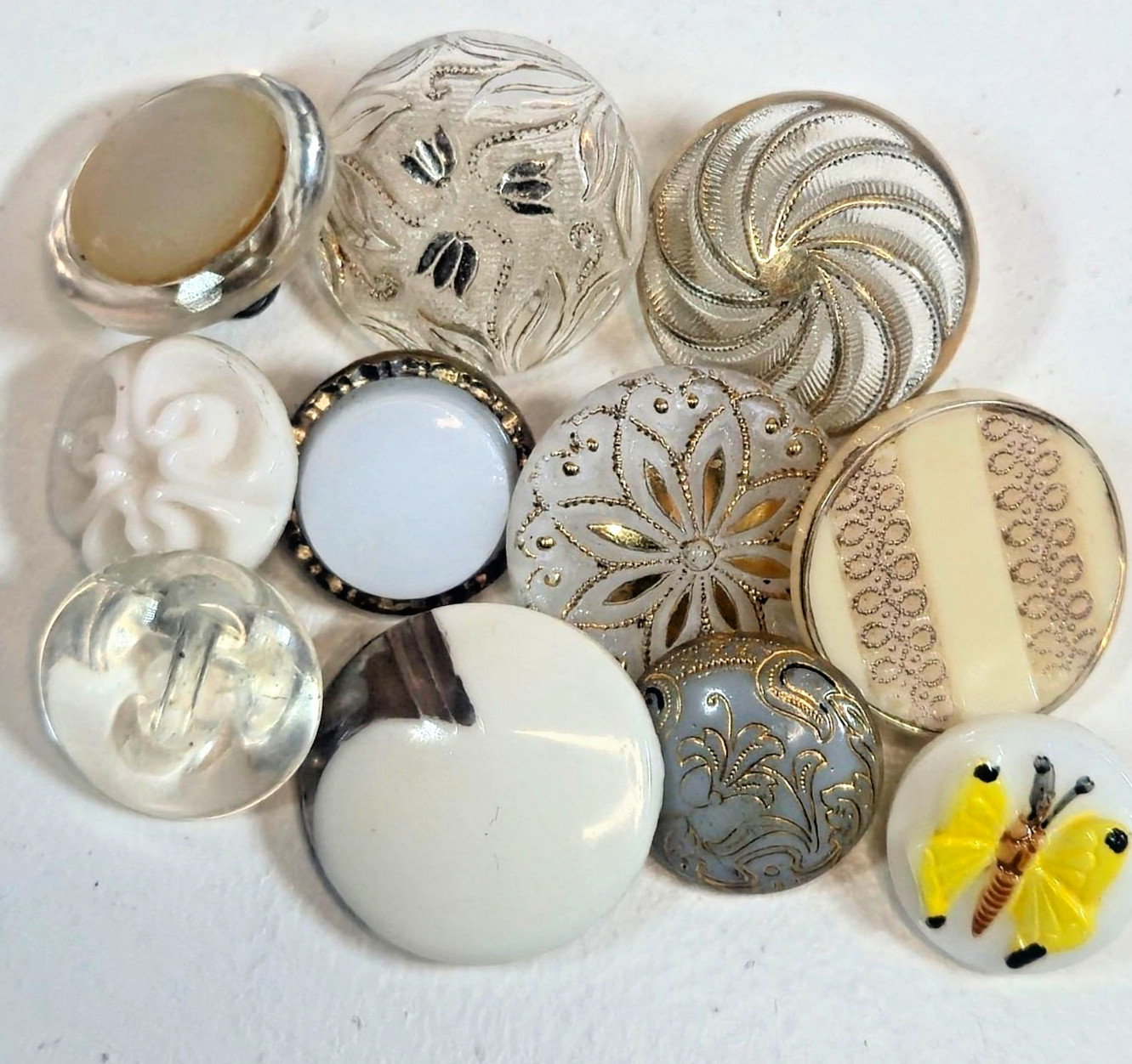 Vintage Antique Glass Button Lot Mixed Czech Art Glass Moonglow Gilt Butterfly Vintage Antique Glass Button Lot Mixed Czech Art Glass Moonglow Gilt Butterfly