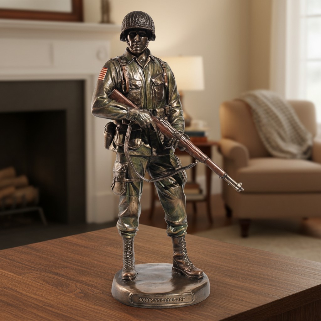 Elegant Army Soldier Honor and Courage Statue - Perfect for Home or Office