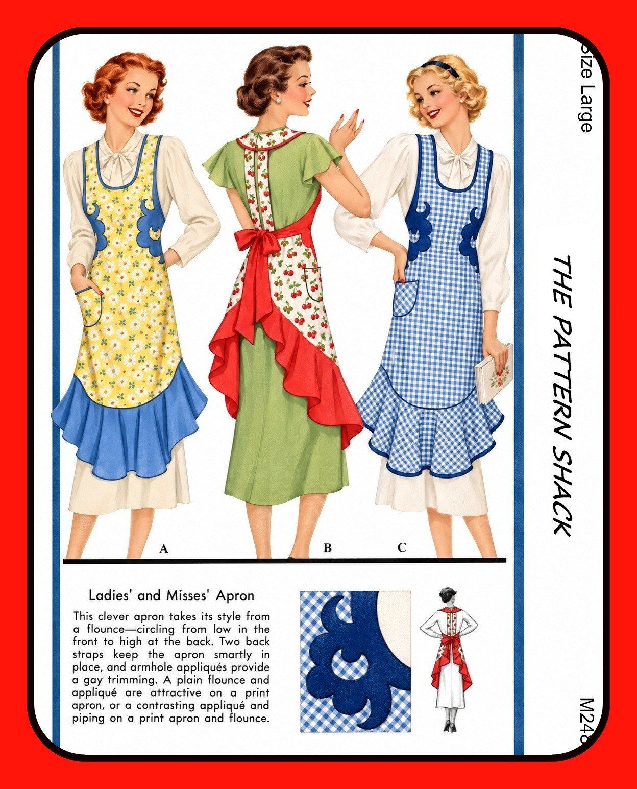 Vintage 1930's APRON Pattern w FLOUNCE Pocket McCall 248 RARE Size Large Vintage 1930's APRON Pattern w FLOUNCE Pocket McCall 248 RARE Size Large