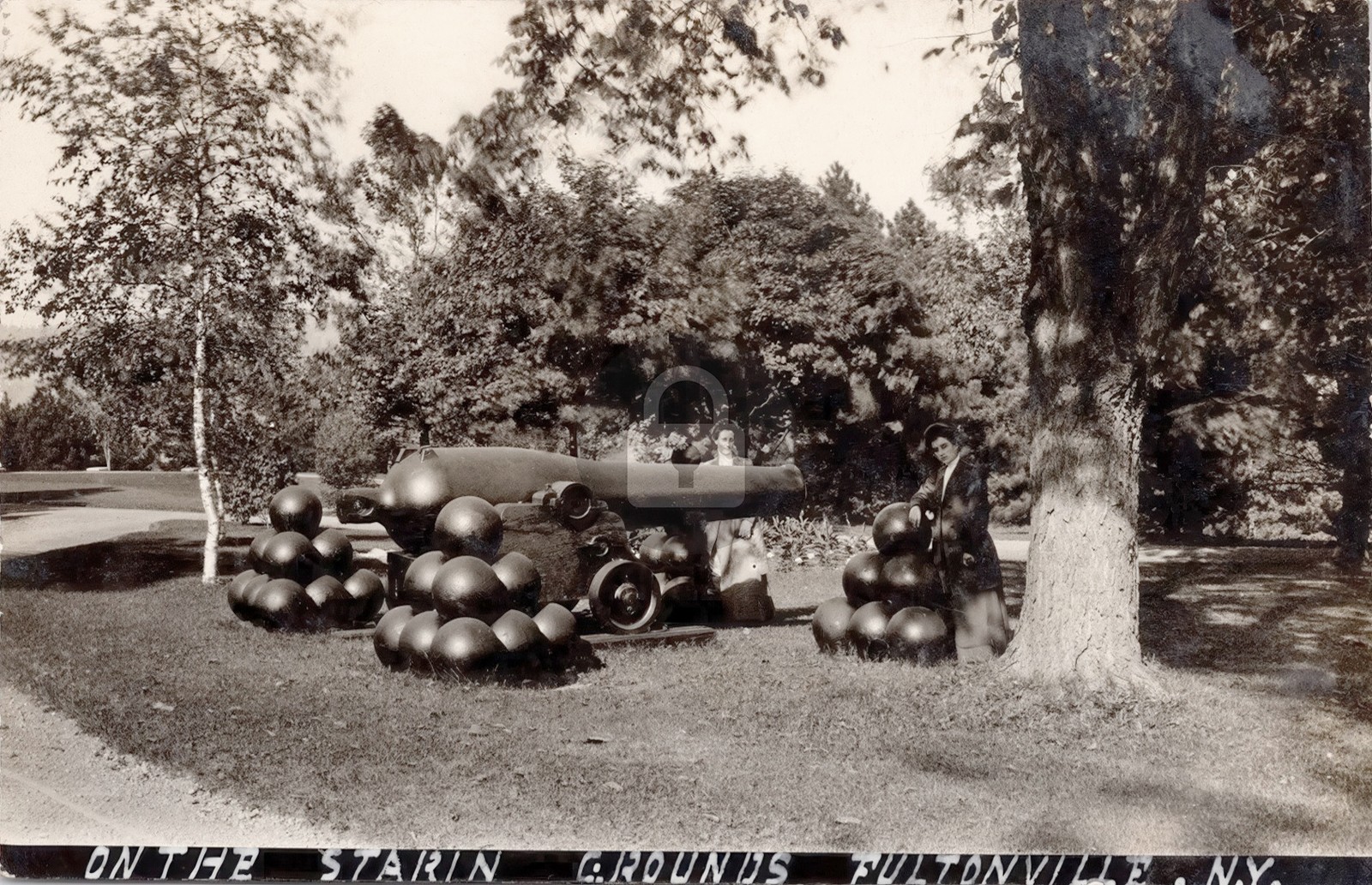 On John Starin Grounds Cannon Balls Fonda Fultonville NY Mansion RPPC COPY On John Starin Grounds Cannon Balls Fonda Fultonville NY Mansion RPPC COPY