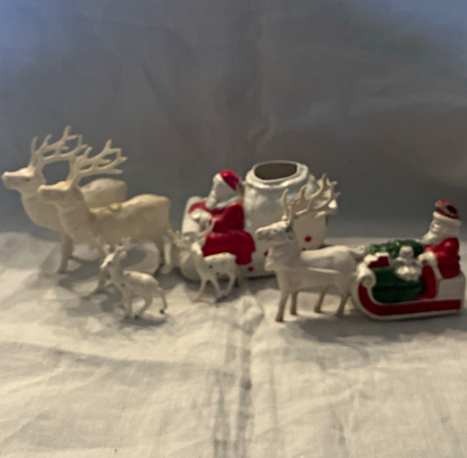 Vintage plastic Santa and reindeer lot Vintage plastic Santa and reindeer lot