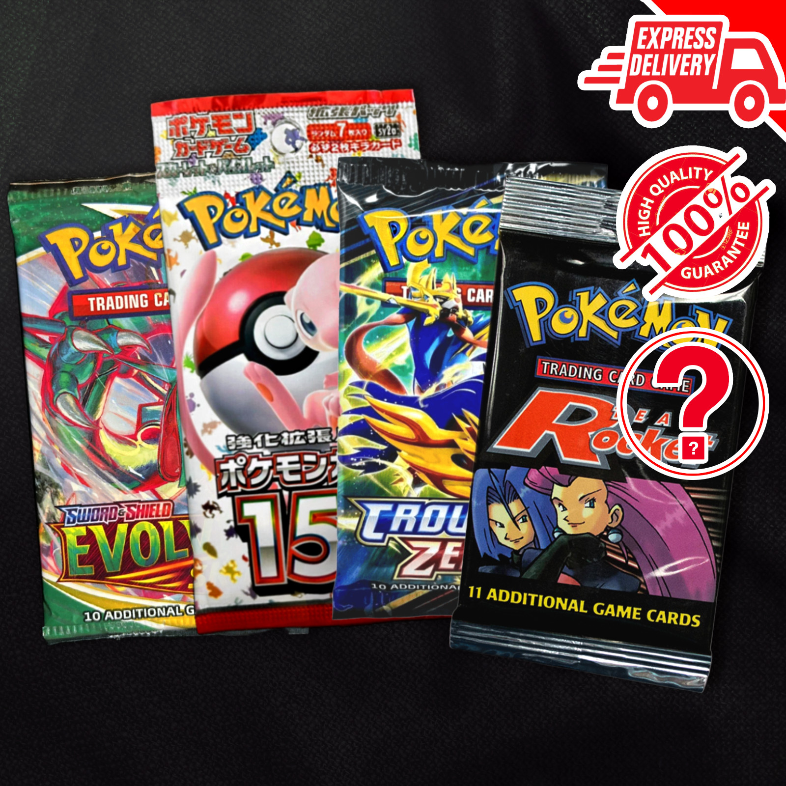 Pokemon BOOSTER PACK LOT x4 - ENG/JAP - Rocket, 151, Crown Zenith, Prismatic