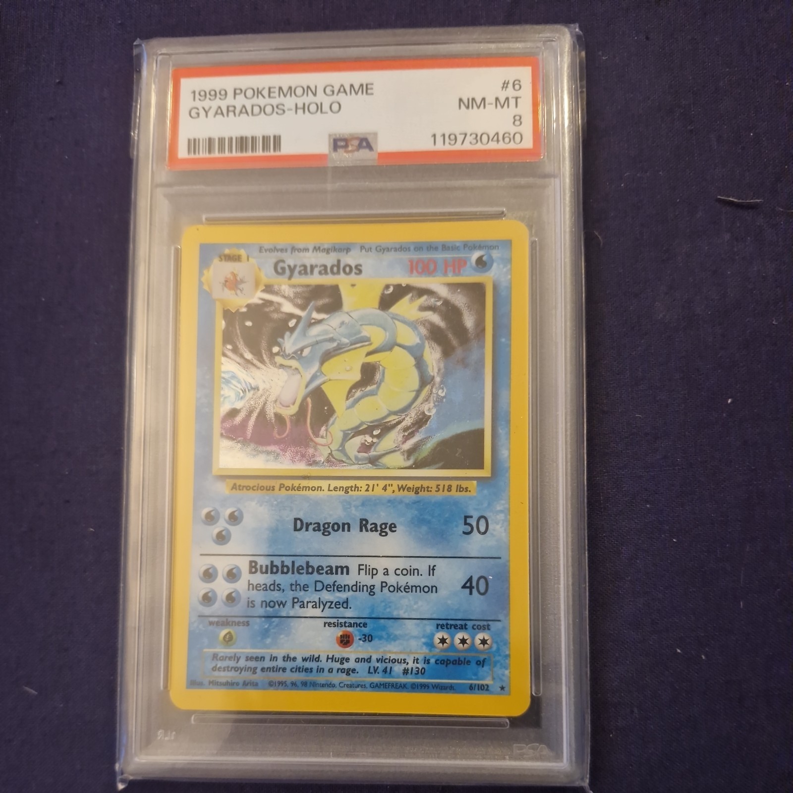1999 POKEMON BASE SET UNLIMITED #6 GYARADOS-HOLO PSA 8 1999 POKEMON BASE SET UNLIMITED #6 GYARADOS-HOLO PSA 8