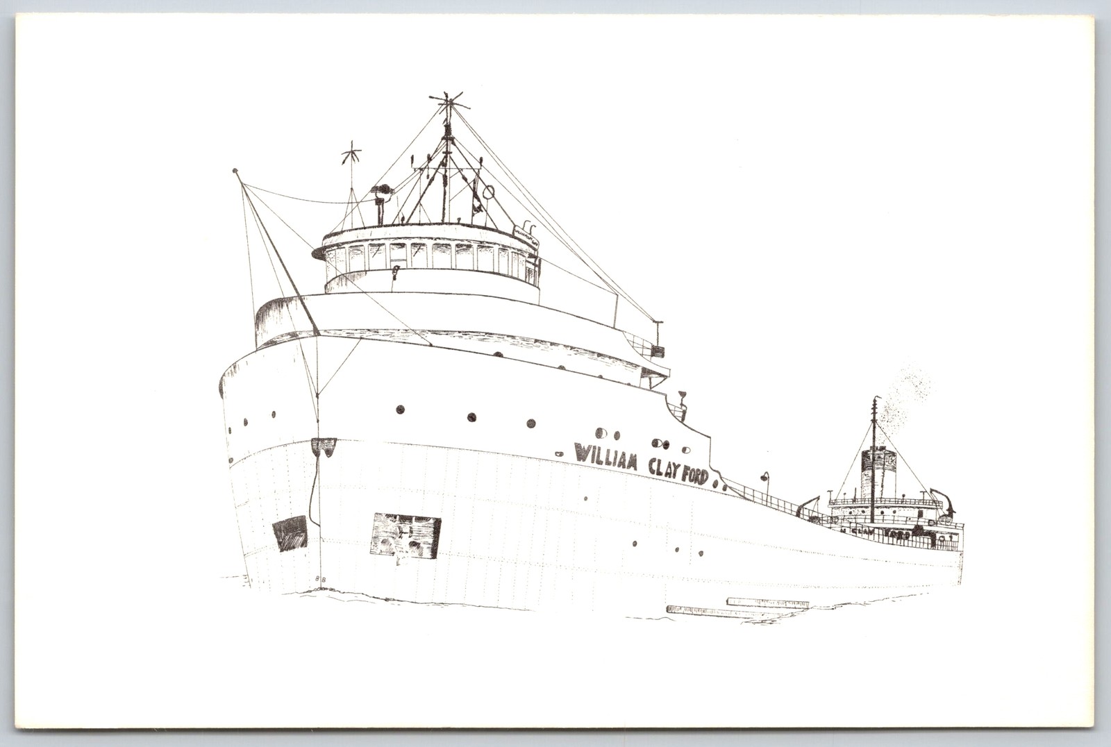 Vintage Postcard William Clay Ford Ship Freighter Creative Country