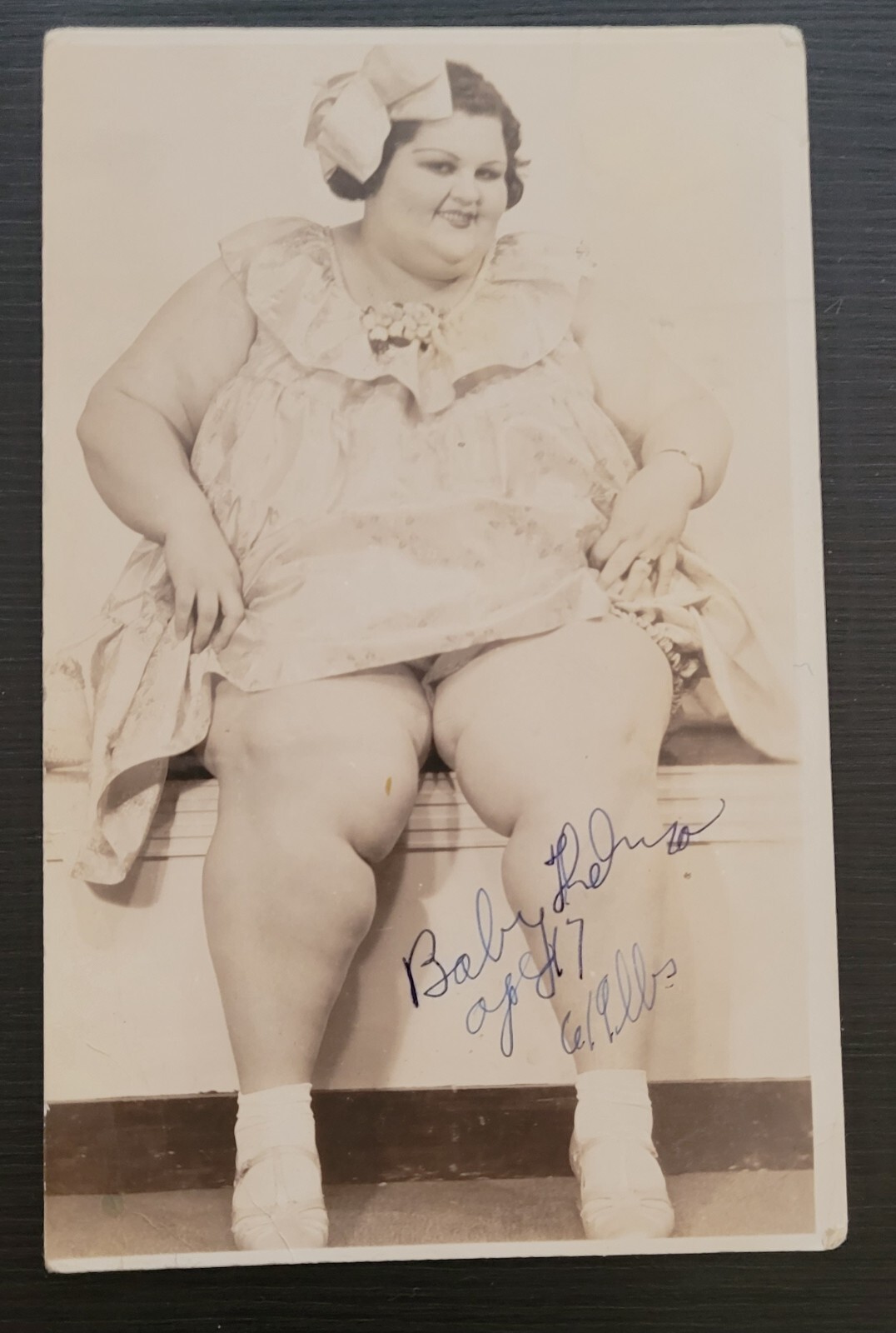 RPPC SIDESHOW Fat Lady LITTLE BABY THELMA AGE 17 619 Lbs. SIGNED CIRCUS DIED 37 RPPC SIDESHOW Fat Lady LITTLE BABY THELMA AGE 17 619 Lbs. SIGNED CIRCUS DIED 37