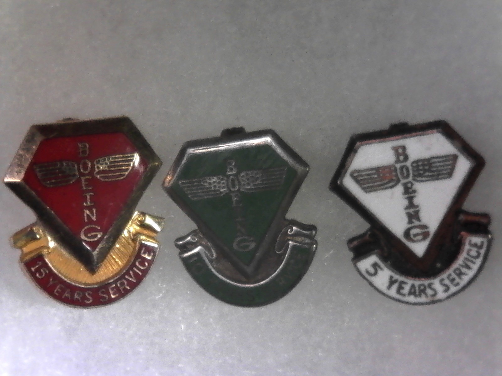 Very Rare Early Boeing Service Pins 15 year 10k 10 year Sterling 5 Year sterling Very Rare Early Boeing Service Pins 15 year 10k 10 year Sterling 5 Year sterling