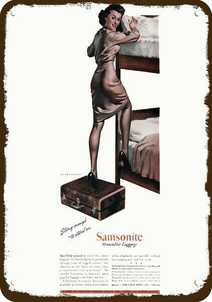 1945 Sexy WAC Woman Army Corps Samsonite Vntg-Look DECORATIVE REPLICA METAL SIGN 1945 Sexy WAC Woman Army Corps Samsonite Vntg-Look DECORATIVE REPLICA METAL SIGN
