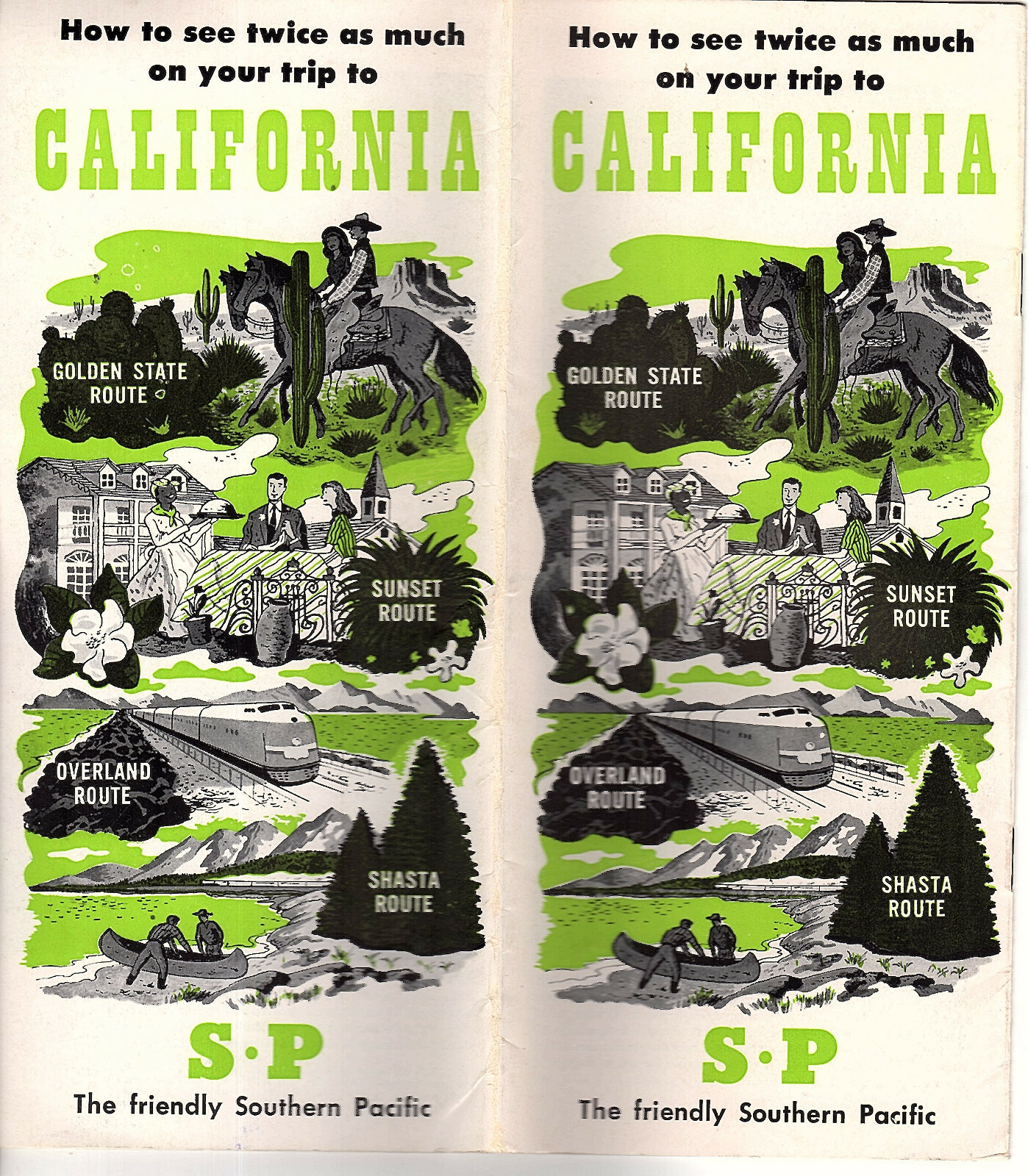Southern Pacific Railroad 4 Routes to California Vtge 1950 Brochure B&W Photos 
