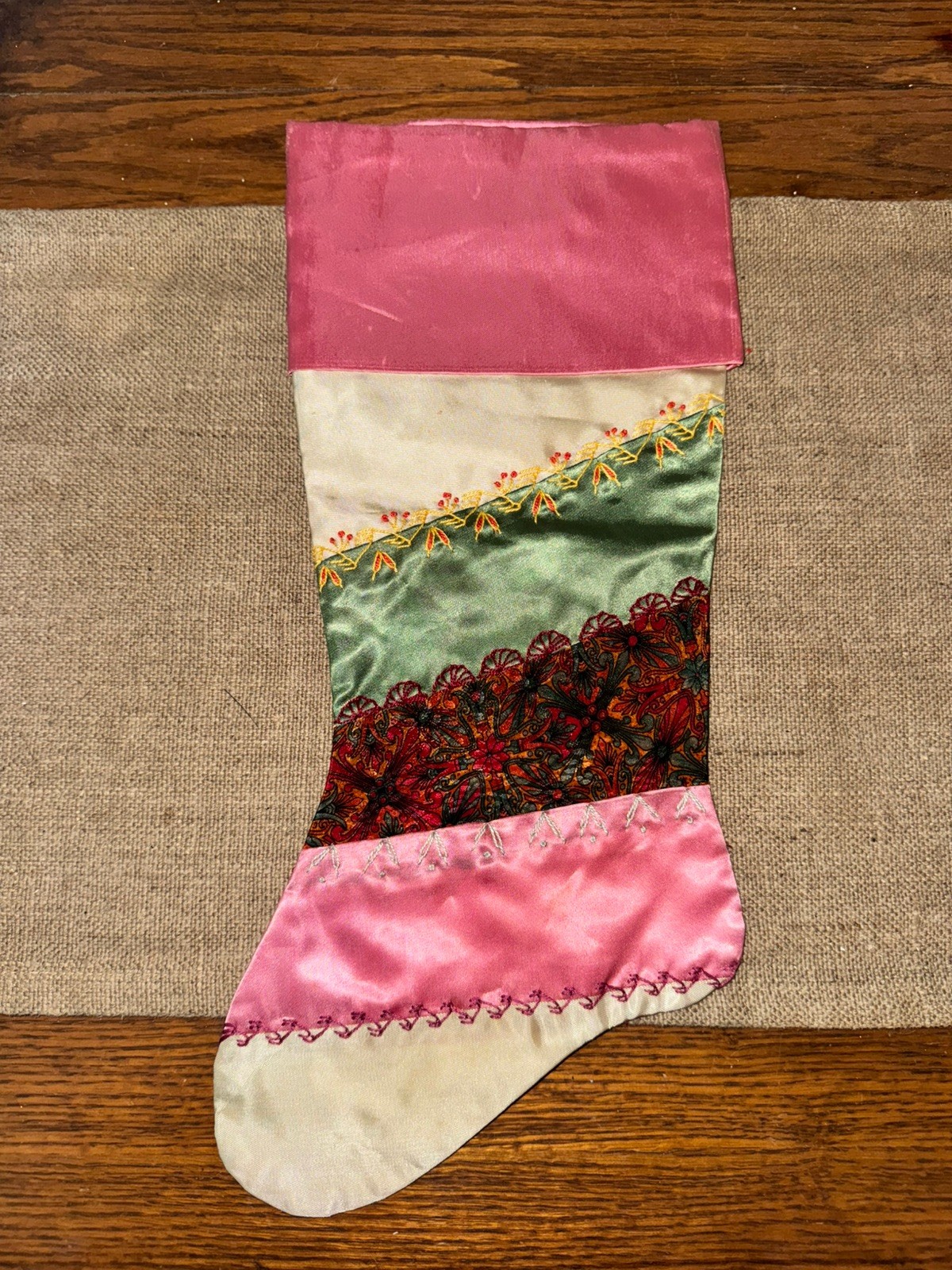 VTG Victorian Quilted Christmas Stocking VTG Victorian Quilted Christmas Stocking