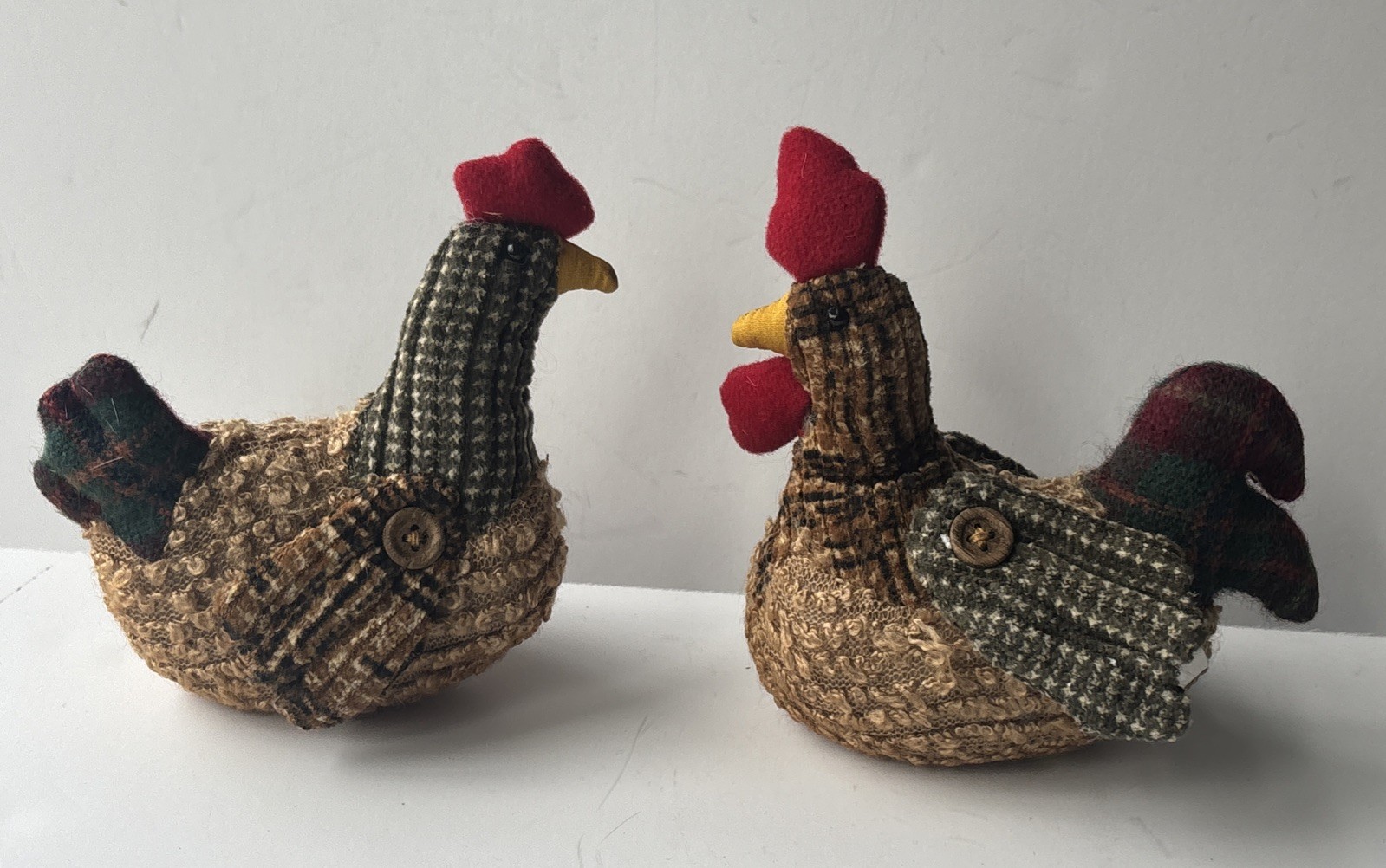 Primitive Fabric Rooster Pair - Country Farmhouse Kitchen Decor Shelf Sitter 5” Primitive Fabric Rooster Pair - Country Farmhouse Kitchen Decor Shelf Sitter 5”