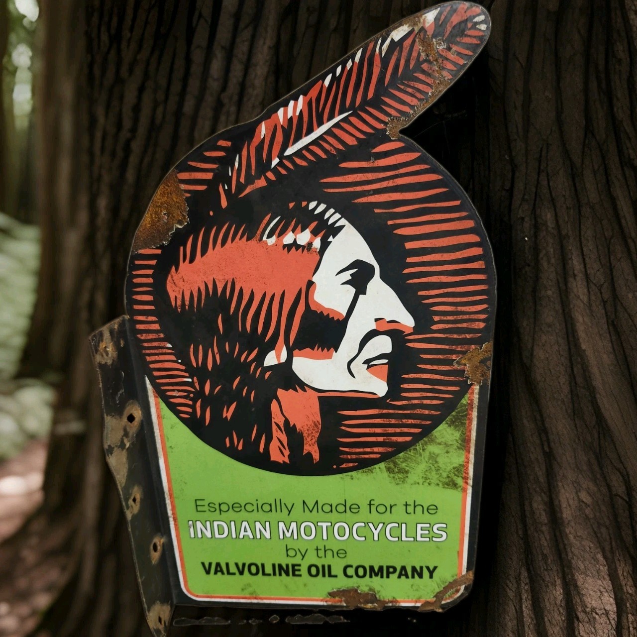 Vintage Indian Motorcycles Porcelain Sign Flanged Double Sided Harley Gas Oil Vintage Indian Motorcycles Porcelain Sign Flanged Double Sided Harley Gas Oil