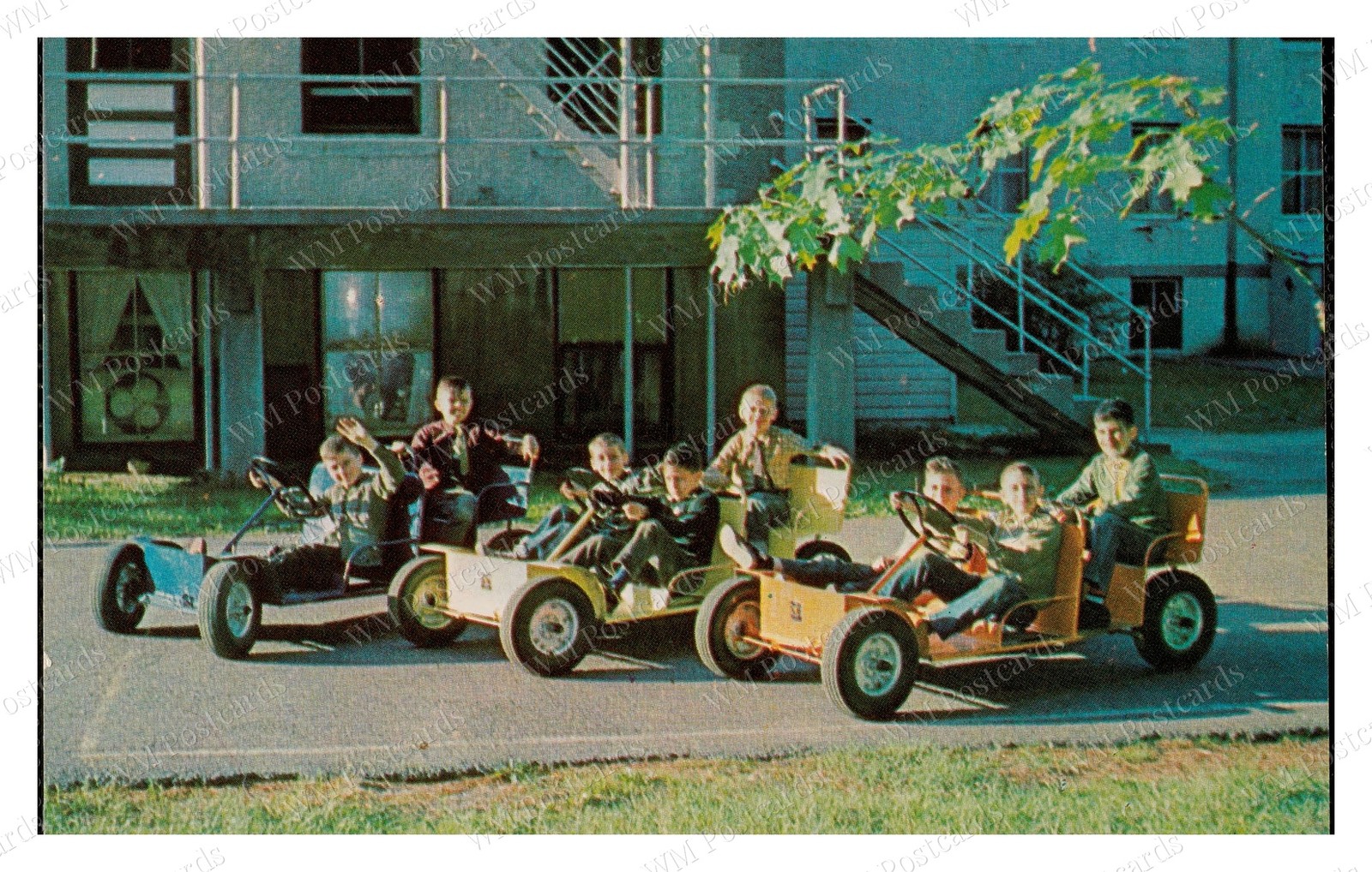 Sharon Massachusetts 1950s Camp Go-Karts Kids Standard Postcard