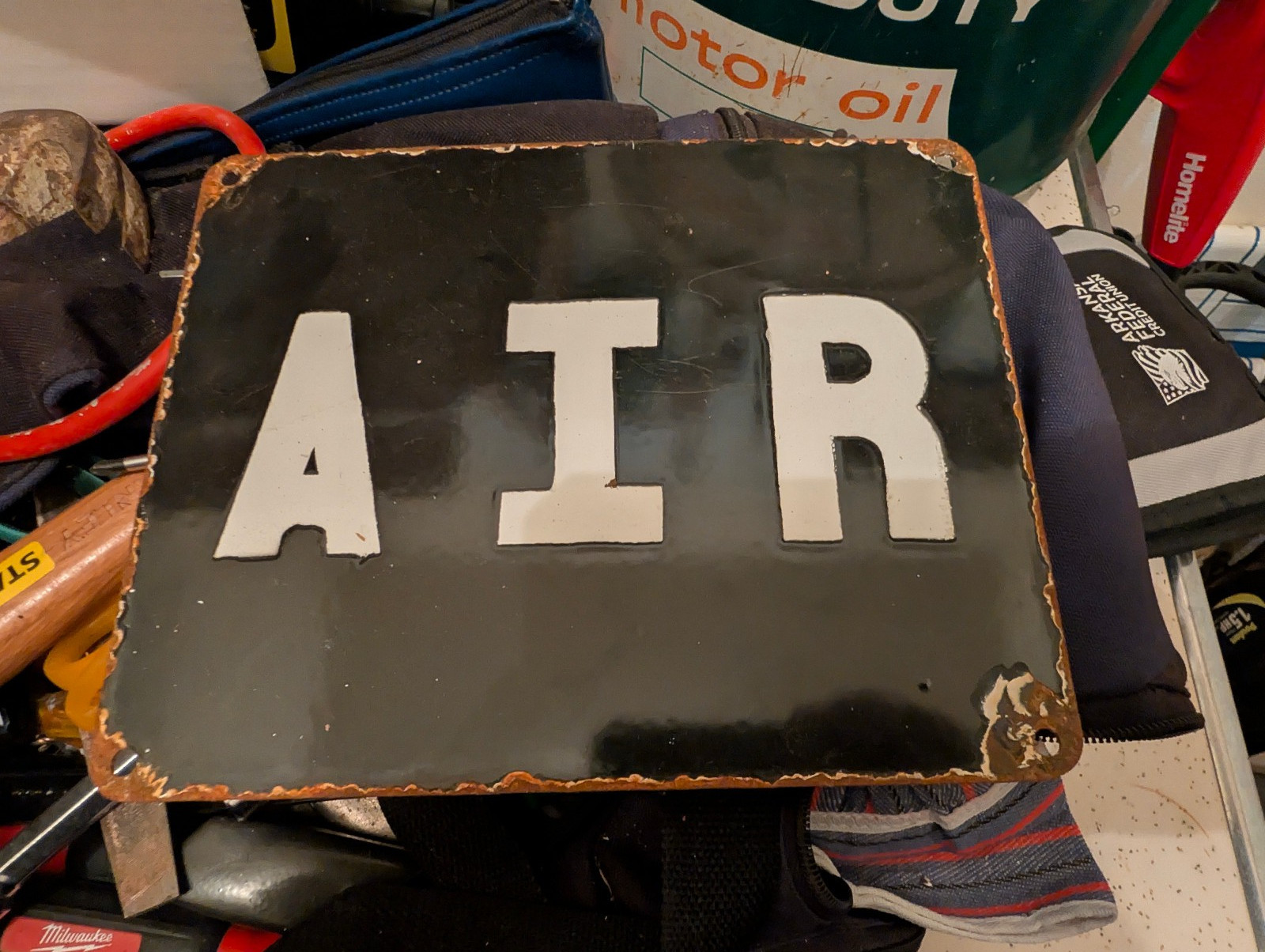 Vintage Original Porcelain AIR Sign Gas Station Garage Metal Strip plate Vintage Original Porcelain AIR Sign Gas Station Garage Metal Strip plate
