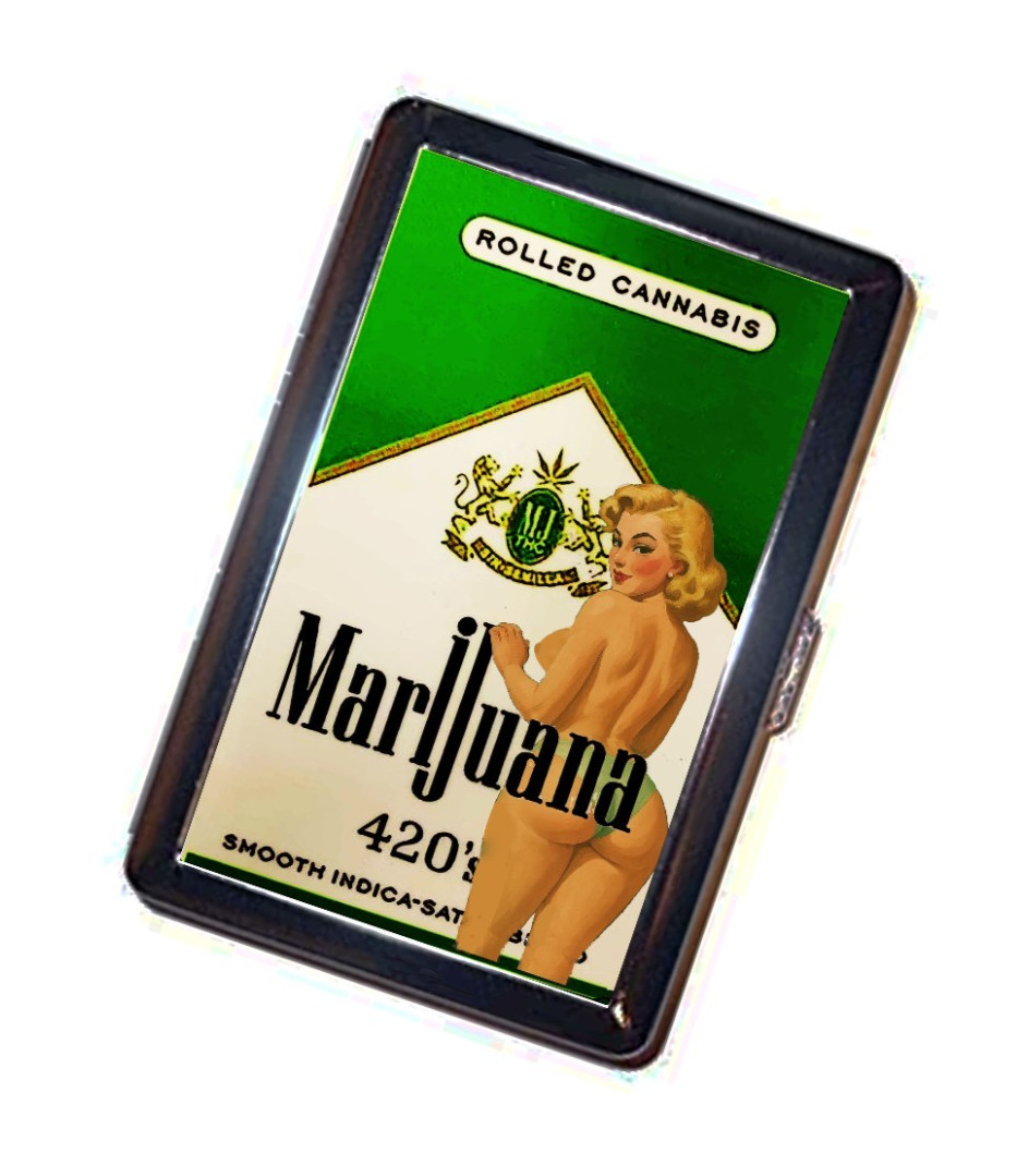 Marijuana vintage BOOTY pinup Cigarette Case Handmade advertisement