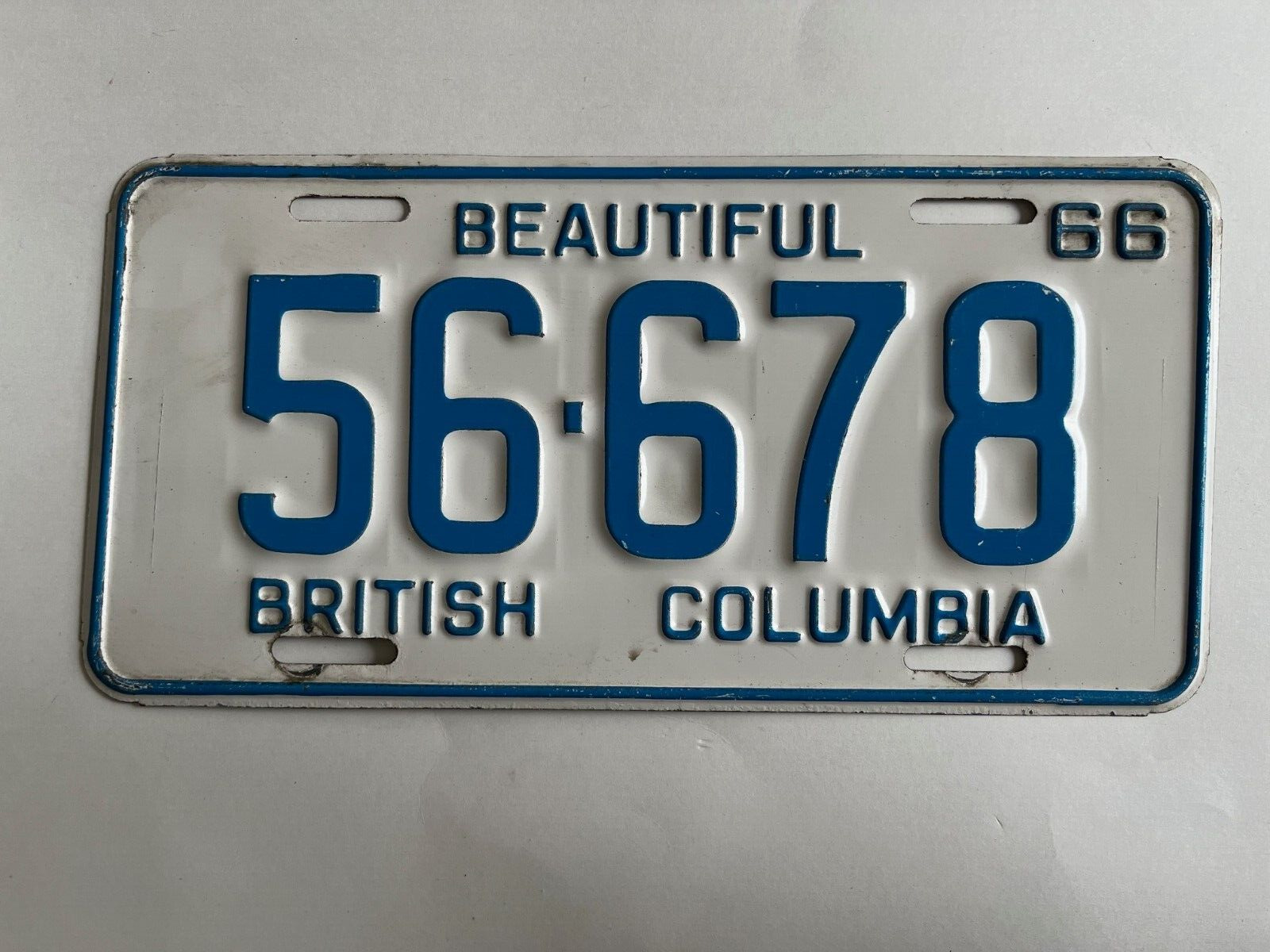 1966 British Columbia License Plate All Original