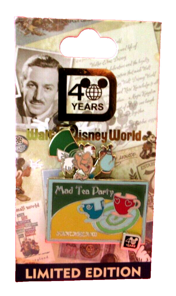2011 WALT DISNEY WORLD 40TH ANNIVERSARY MAD HATTER TEA PARTY PIN - LE OF 1500