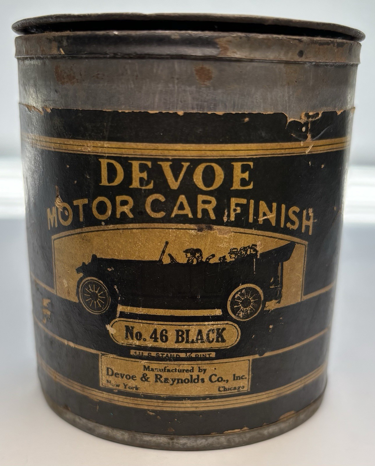 Vintage 1920s Devoe Motor Car Finish Paint Tin Can Auto Touring Car NOS Unopened