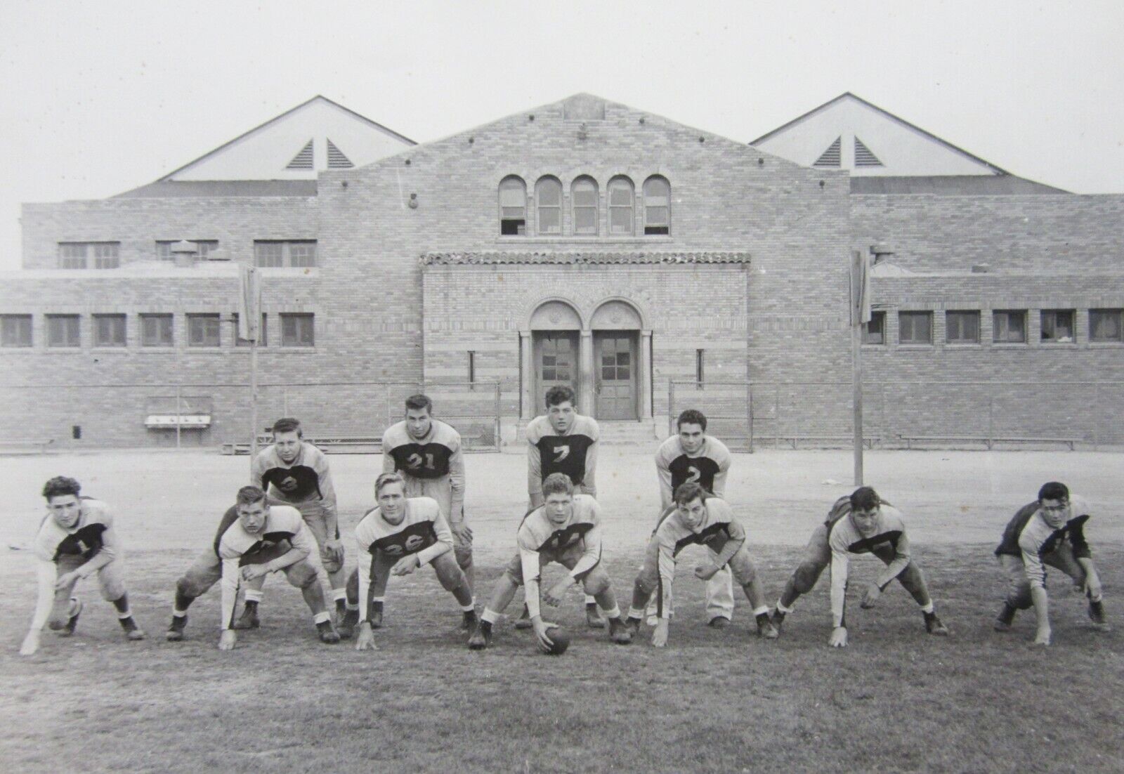 Vintage Venice High School CA Football Team Photo Uniforms Offensive Line 1940s