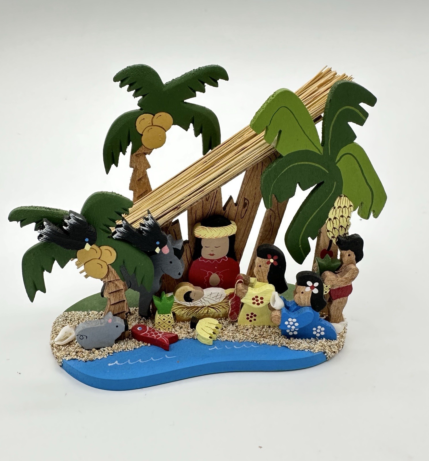Vintage 1981 Emgee Hawaiian Nativity Scene Wood Straw Creche Island Christmas 5 Vintage 1981 Emgee Hawaiian Nativity Scene Wood Straw Creche Island Christmas 5
