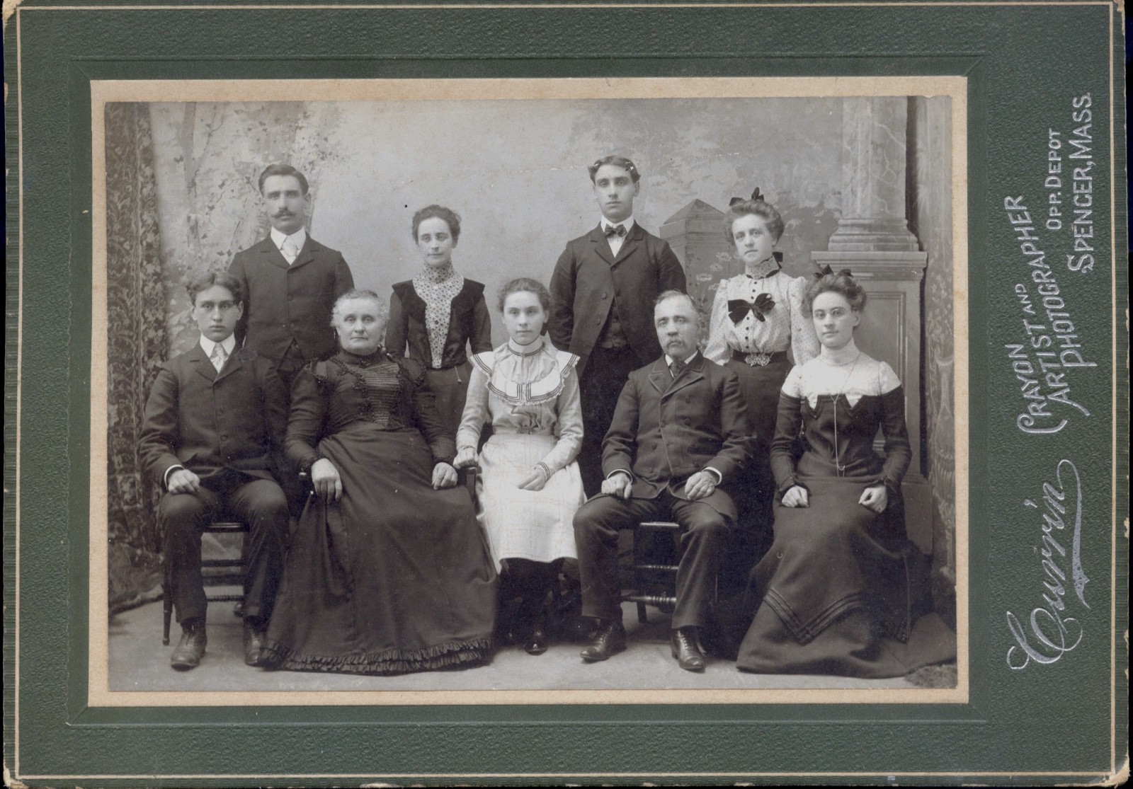 Antique Cabinet Card Large Family Group Portrait Spencer Massachusetts Victorian Antique Cabinet Card Large Family Group Portrait Spencer Massachusetts Victorian