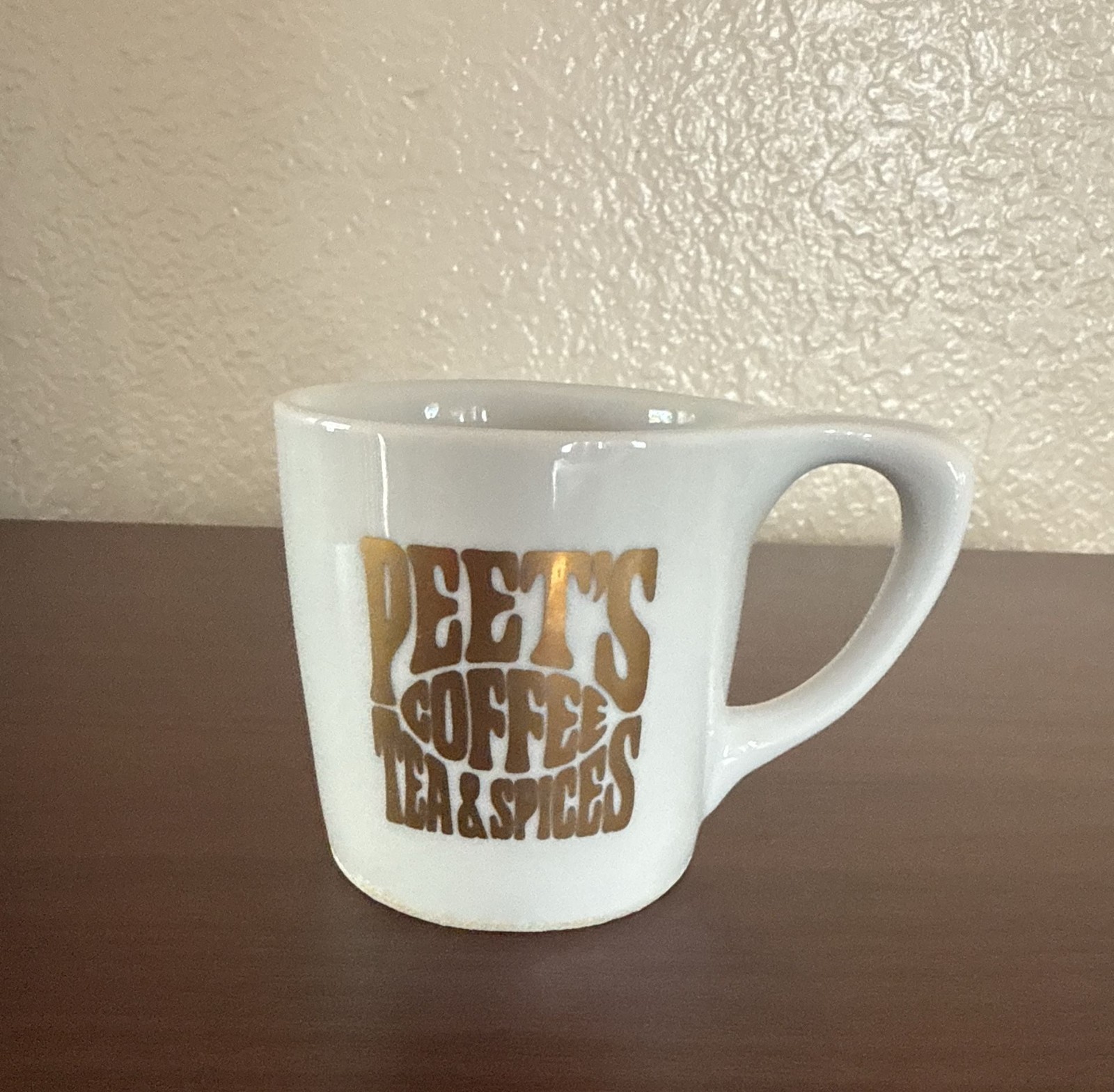 Peet's Coffee Ceramic Mug White Gold Logo Peet's Coffee Ceramic Mug White Gold Logo