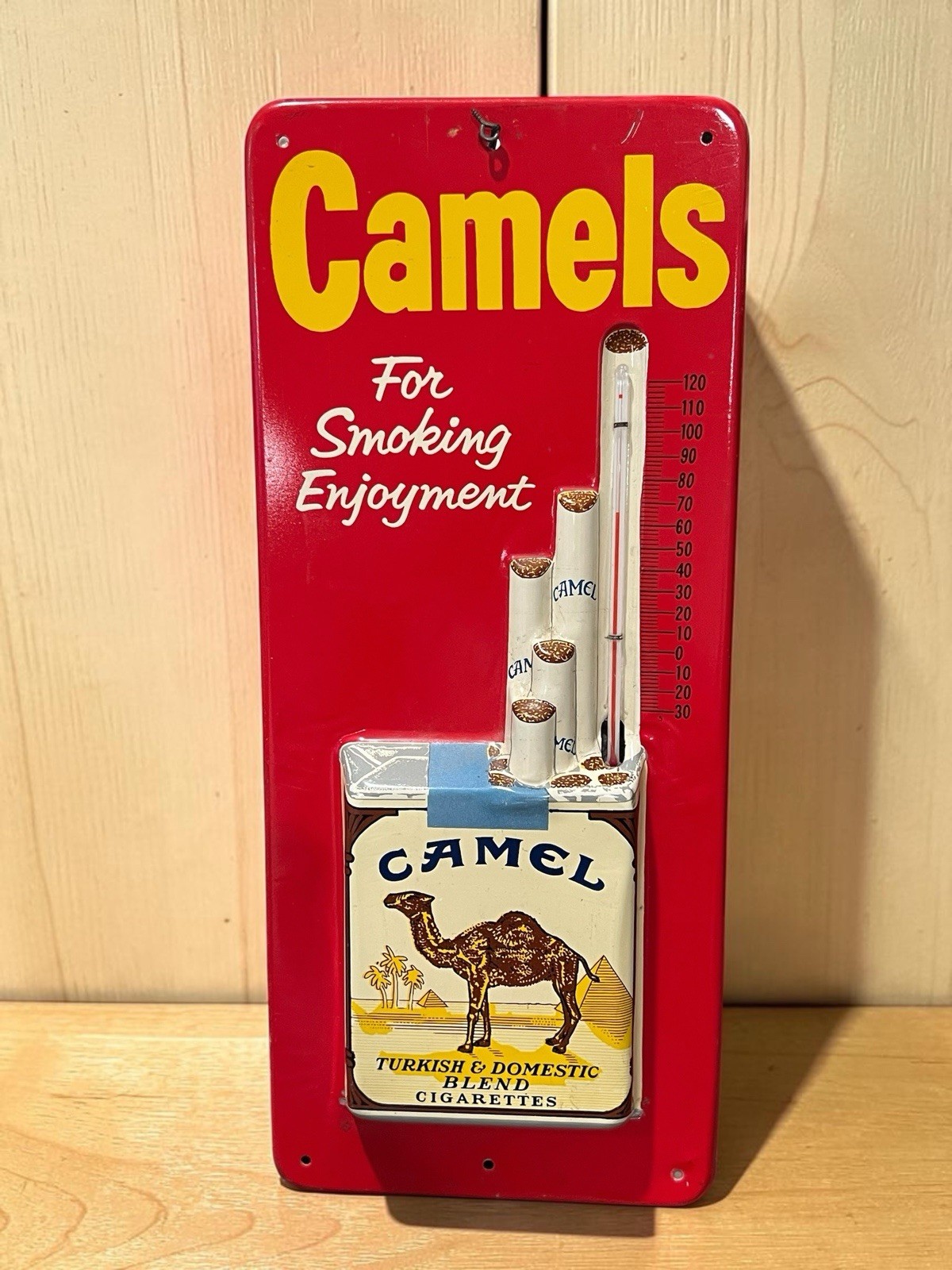 Vintage 1950s Camel Cigarettes Metal Thermometer Sign For Smoking Enjoyment Vintage 1950s Camel Cigarettes Metal Thermometer Sign For Smoking Enjoyment