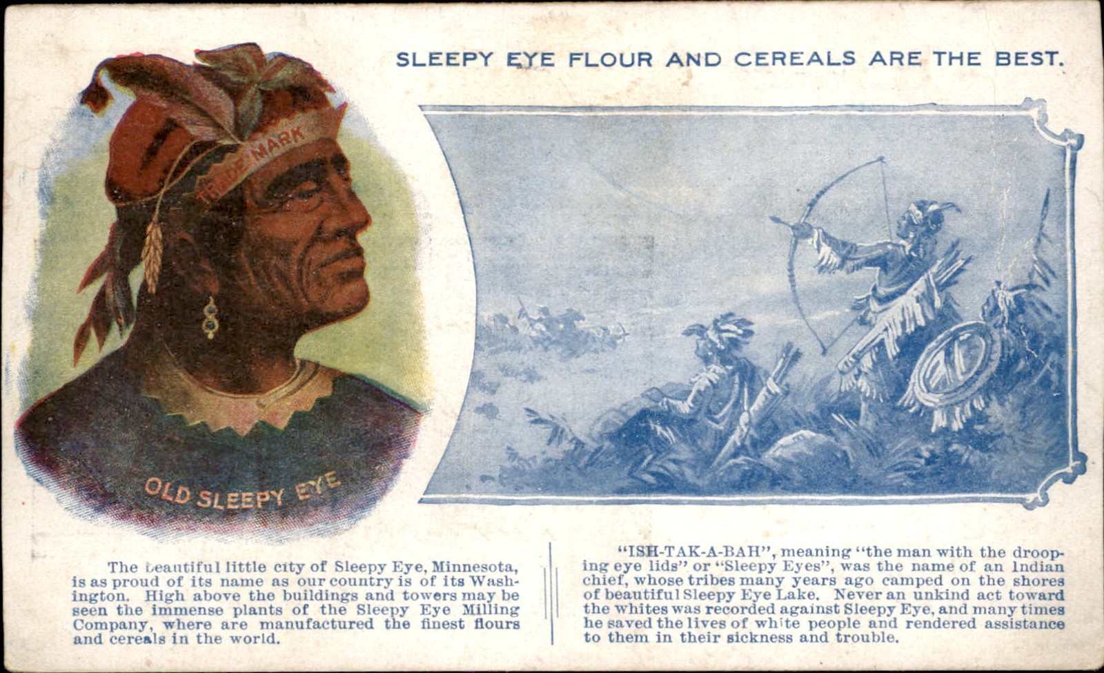 Sleepy Eye MN Sleepy Eye Flour and Cereals c1910s RARE VERSION Postcard bhn