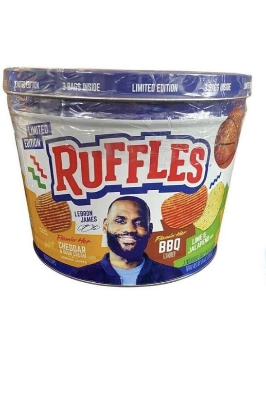 NEW SEALED Collectible Lebron James Ruffles Potato Chip Tin 3 Bags Ltd Edition NEW SEALED Collectible Lebron James Ruffles Potato Chip Tin 3 Bags Ltd Edition