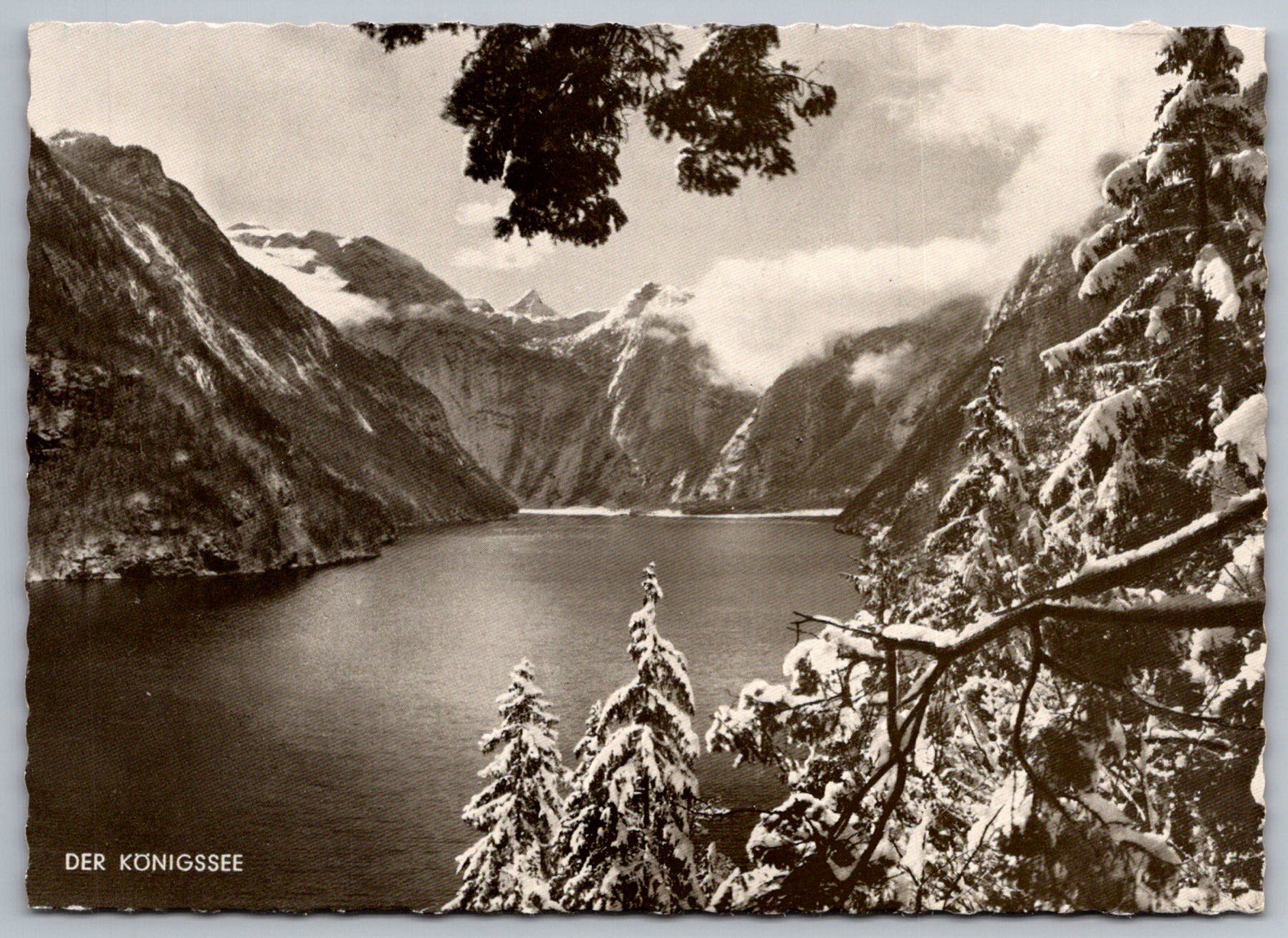 Snowy Königssee Lake Germany Scenic Black & White Real Photo Postcard Snowy Königssee Lake Germany Scenic Black & White Real Photo Postcard