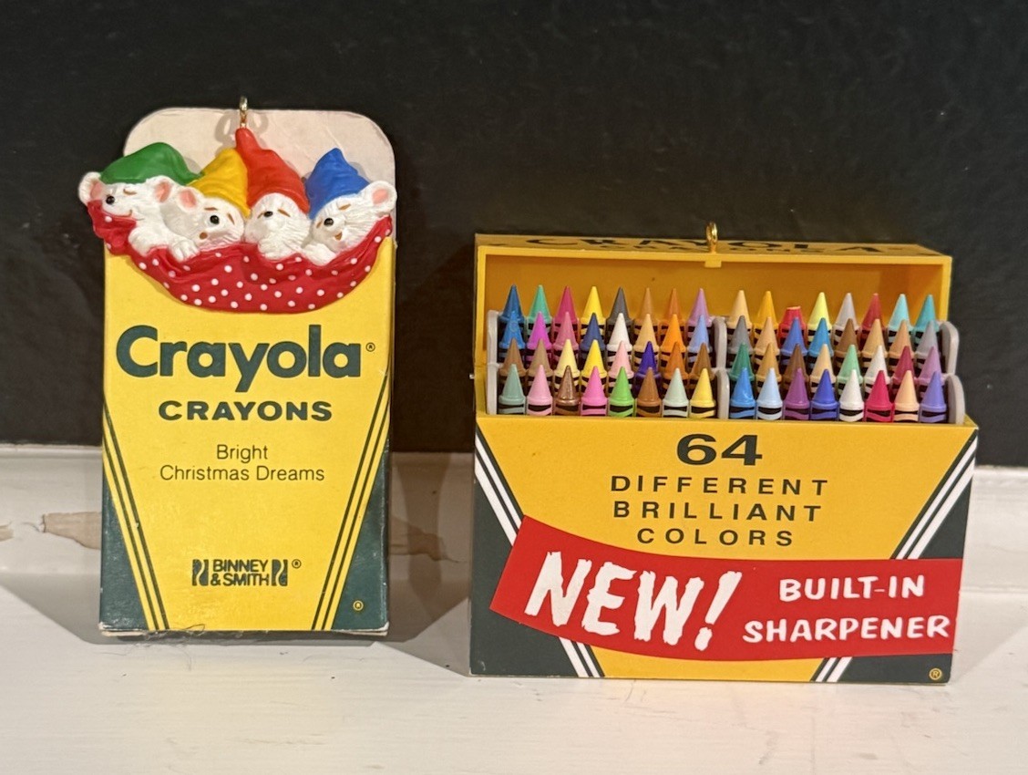 (2) Hallmark Crayola Crayon Christmas Ornaments (2) Hallmark Crayola Crayon Christmas Ornaments