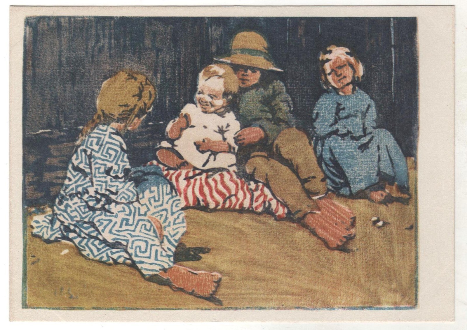 1962 Poor Children Exposes the injustice Western Ukraine ART Old Soviet postcard