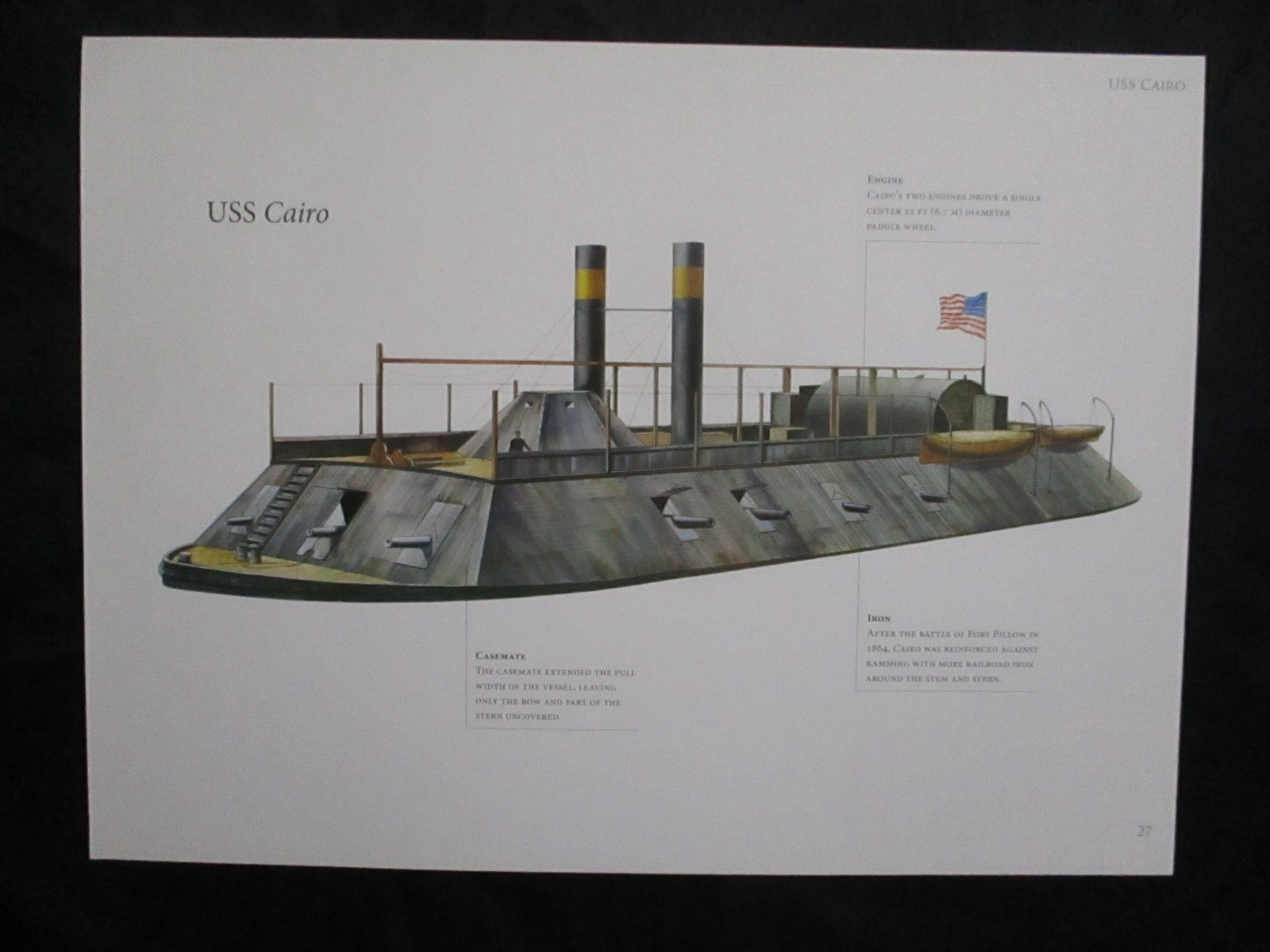 Civil War Union Warship Print - USS Cairo - I COMBINE SHIPPING